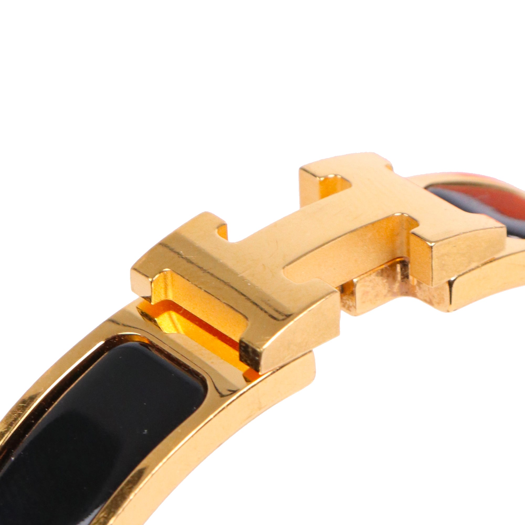 HERMÈS - Bracelet Clic H Hermès en émail noir (T0)