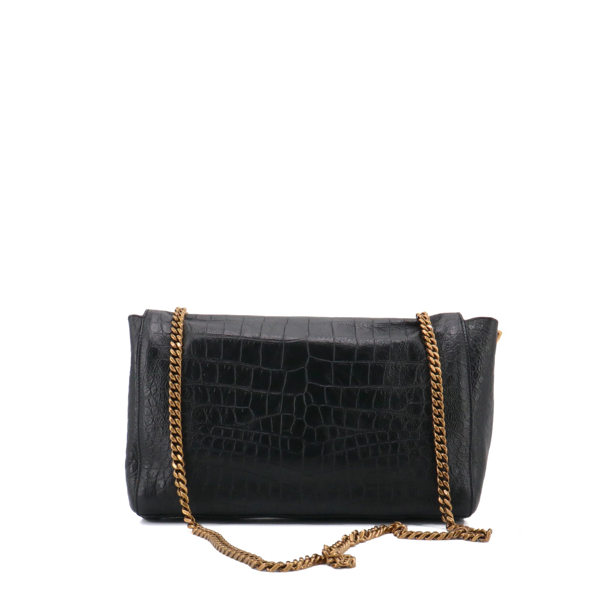 SAINT LAURENT - Sac à épaule Kate réversible Saint Laurent en cuir embossé croco noir