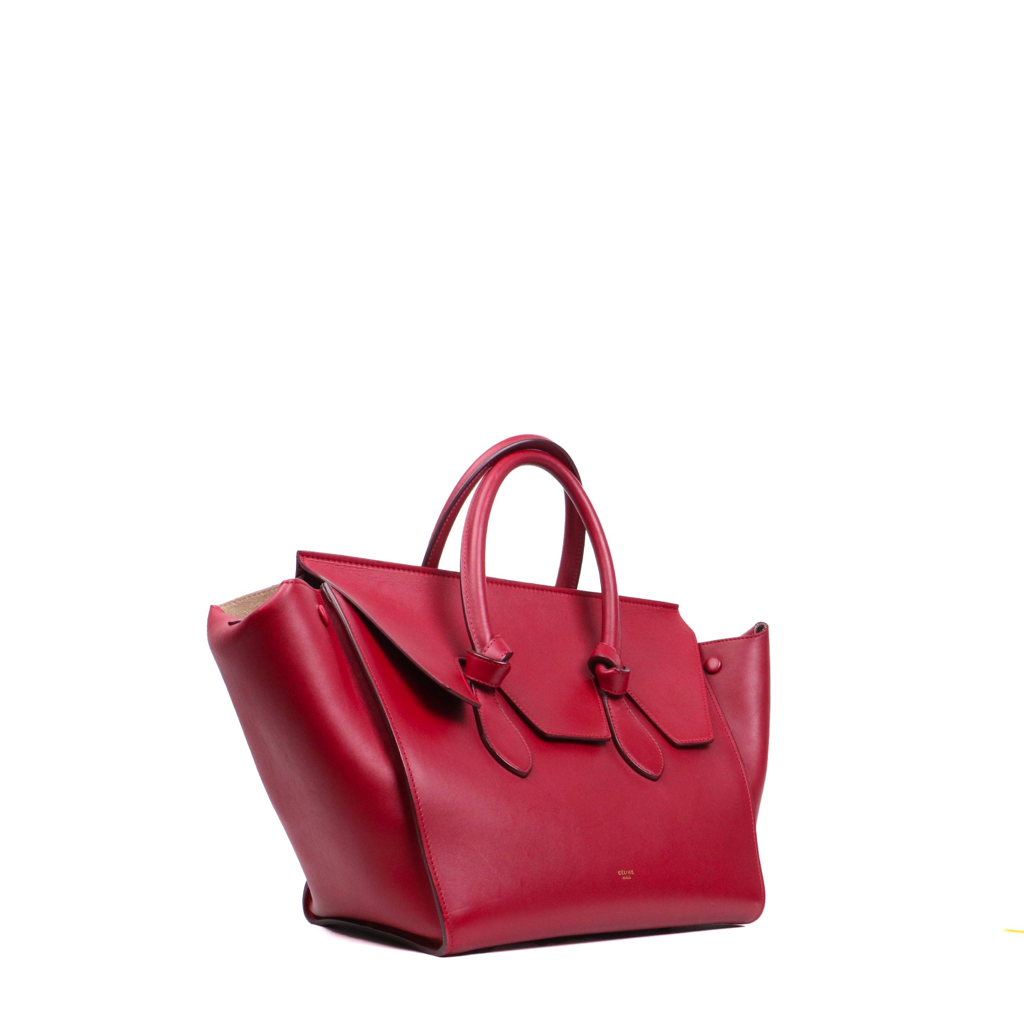 CELINE - Sac à main Tie Celine en cuir bordeaux