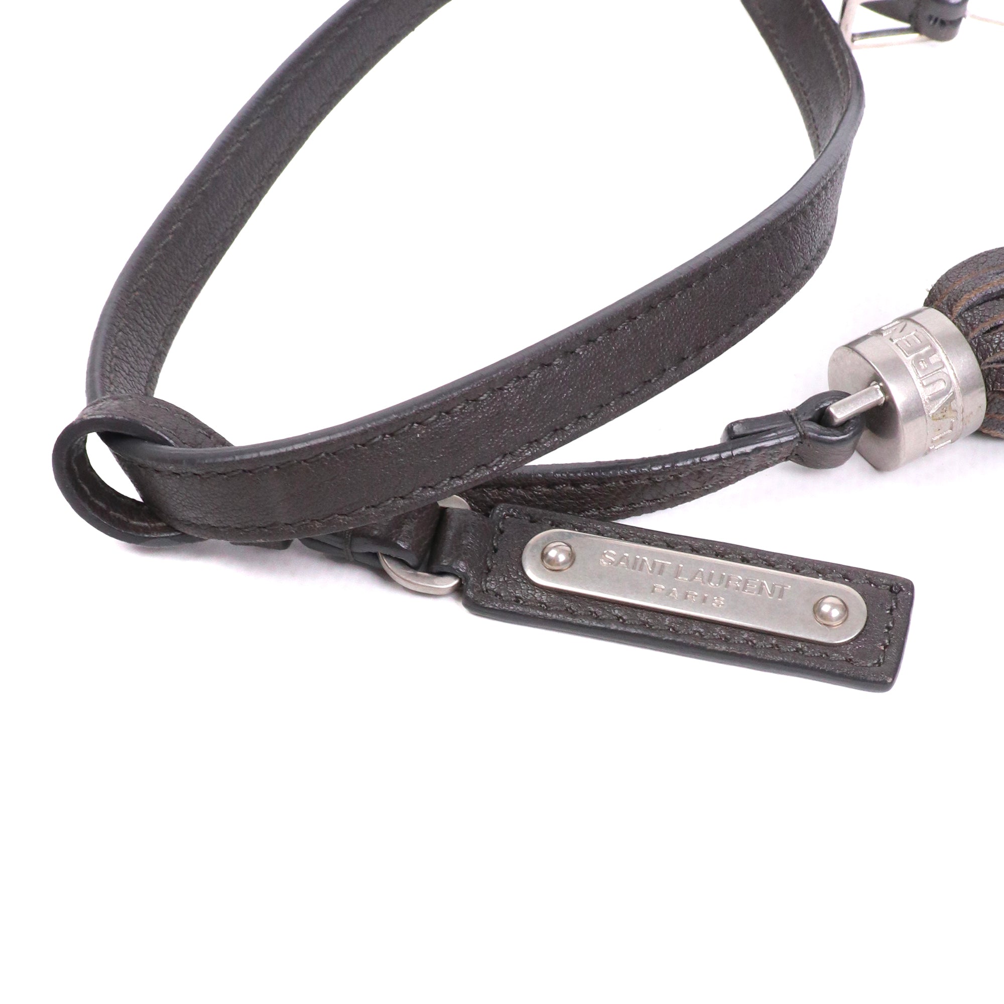 SAINT LAURENT - Sac ceinture Lou Caméra Saint Laurent en cuir lisse gris