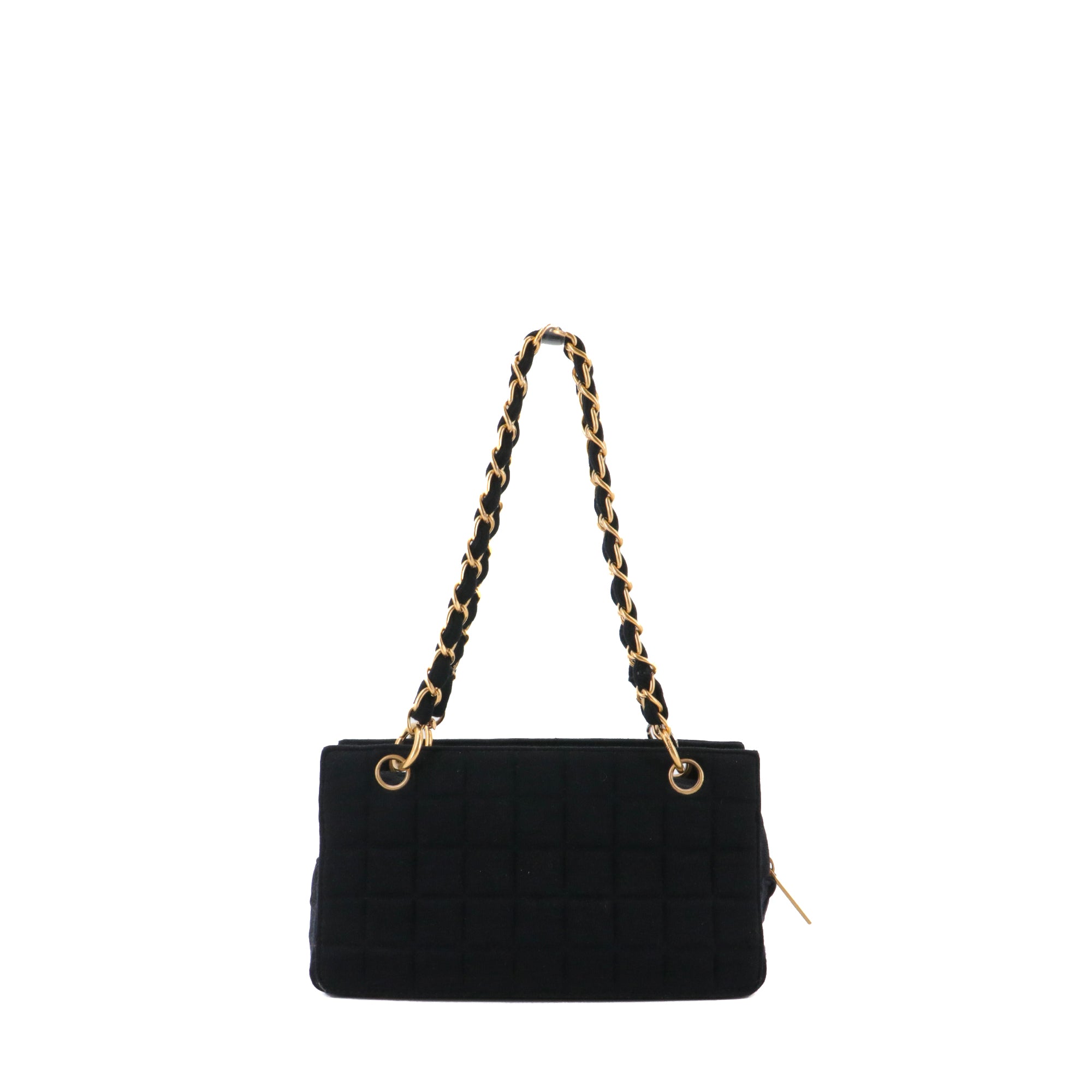 CHANEL - Sac à épaule Petit Shopping Chanel en jersey noir vintage