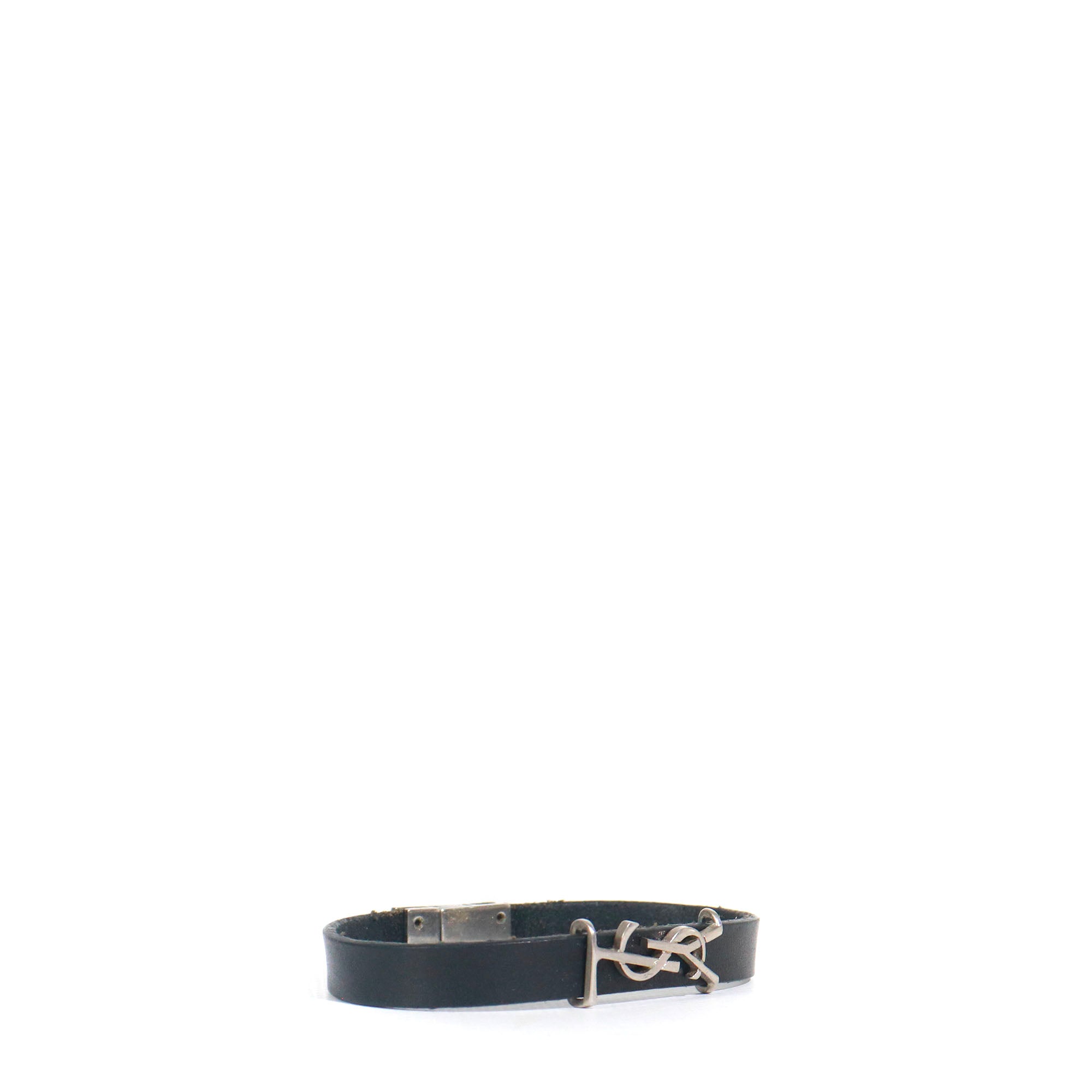 SAINT LAURENT - Bracelet Opyum en cuir noir