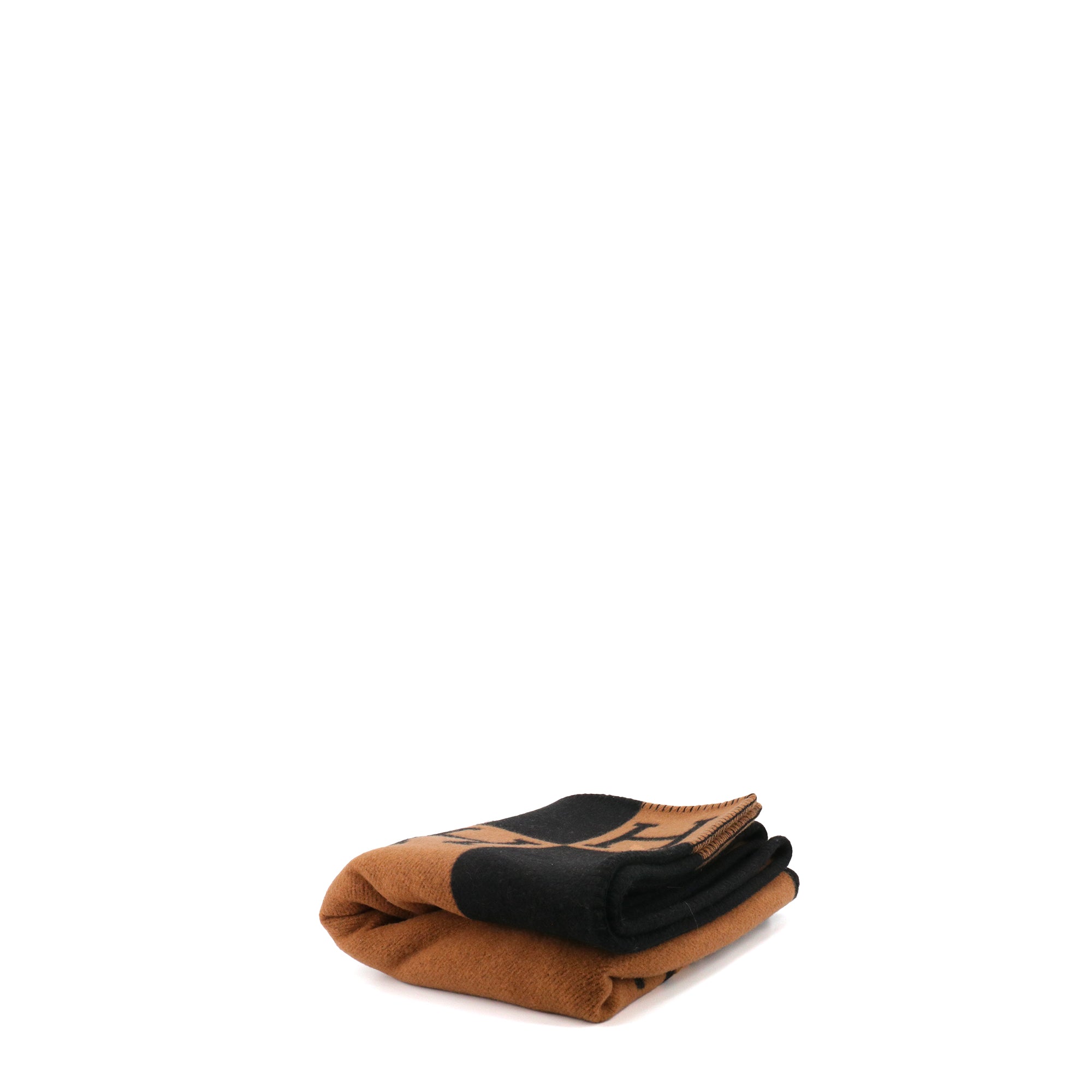 HERMÈS - Jeté de canapé Avalon III Hermès en laine marron et noir
