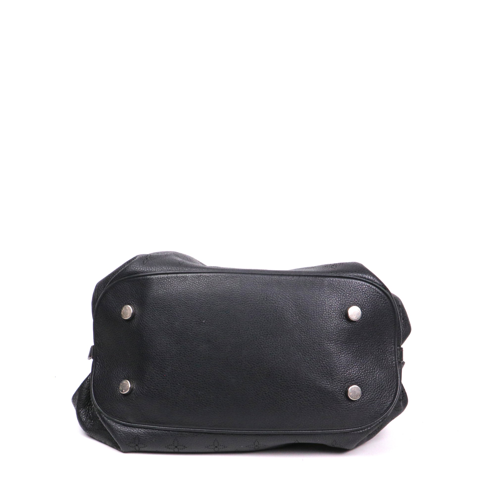 LOUIS VUITTON - Sac à épaule Mahina Louis Vuitton en cuir grainé noir vintage