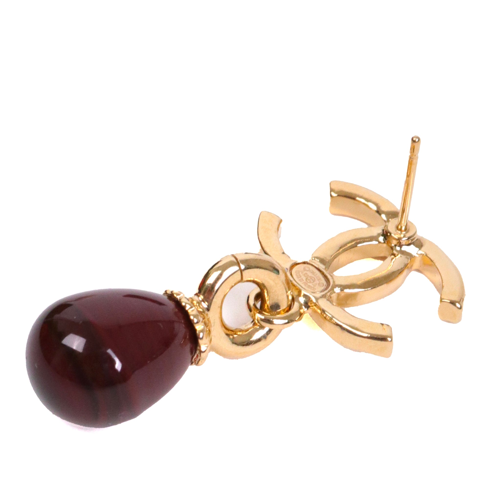 CHANEL - CC Chanel hoop earrings with champagne-colored rhinestones