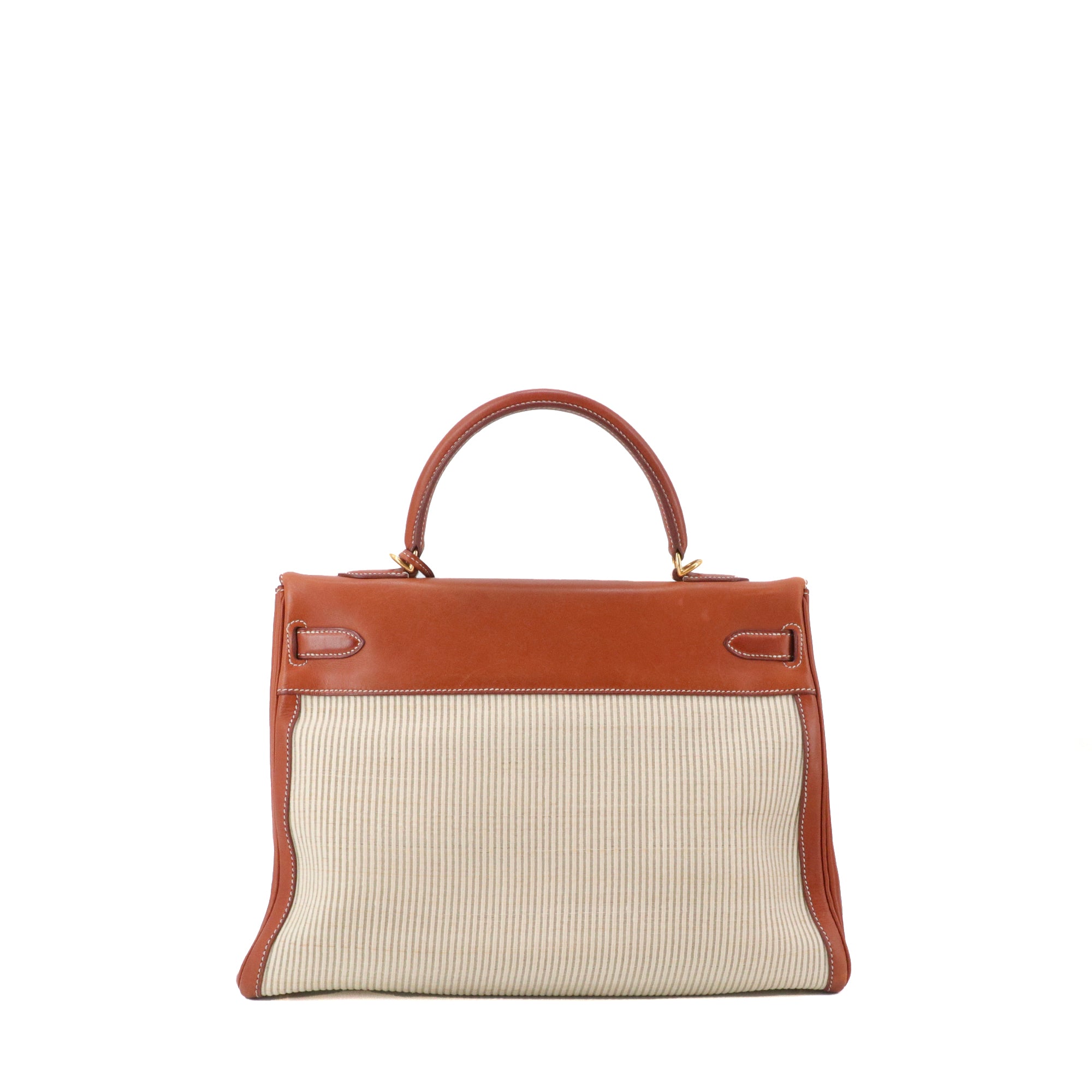 HERMÈS - Sac à main Kelly 32 Hermès en cuir barenia et nylon