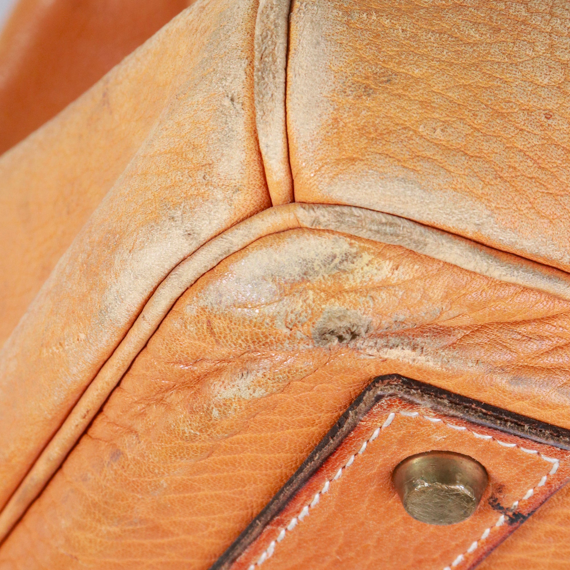 HERMÈS - Sac de voyage Haut à Courroies 60 Hermès en cuir marron vintage