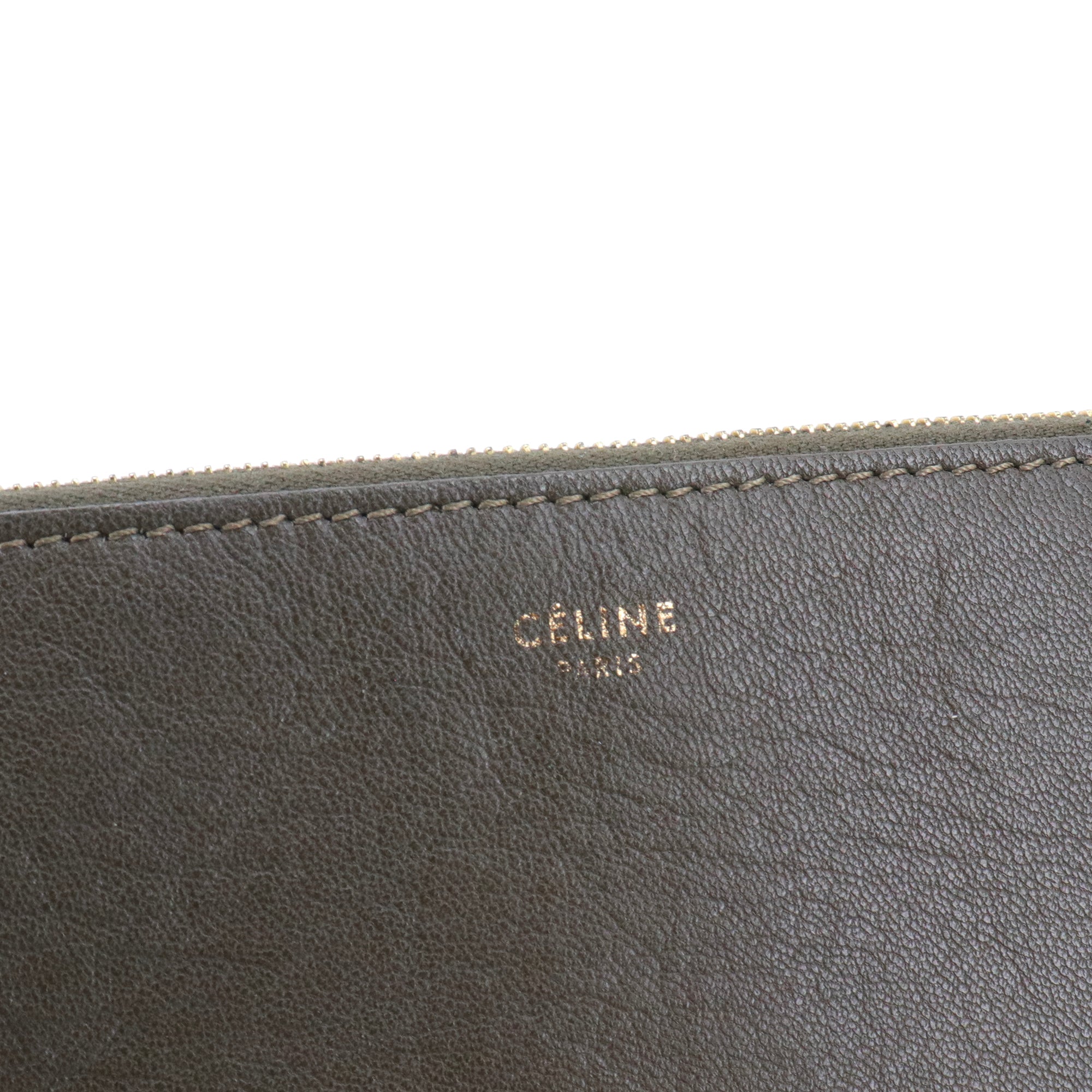 CELINE - Pochette Celine en cuir noir et kaki