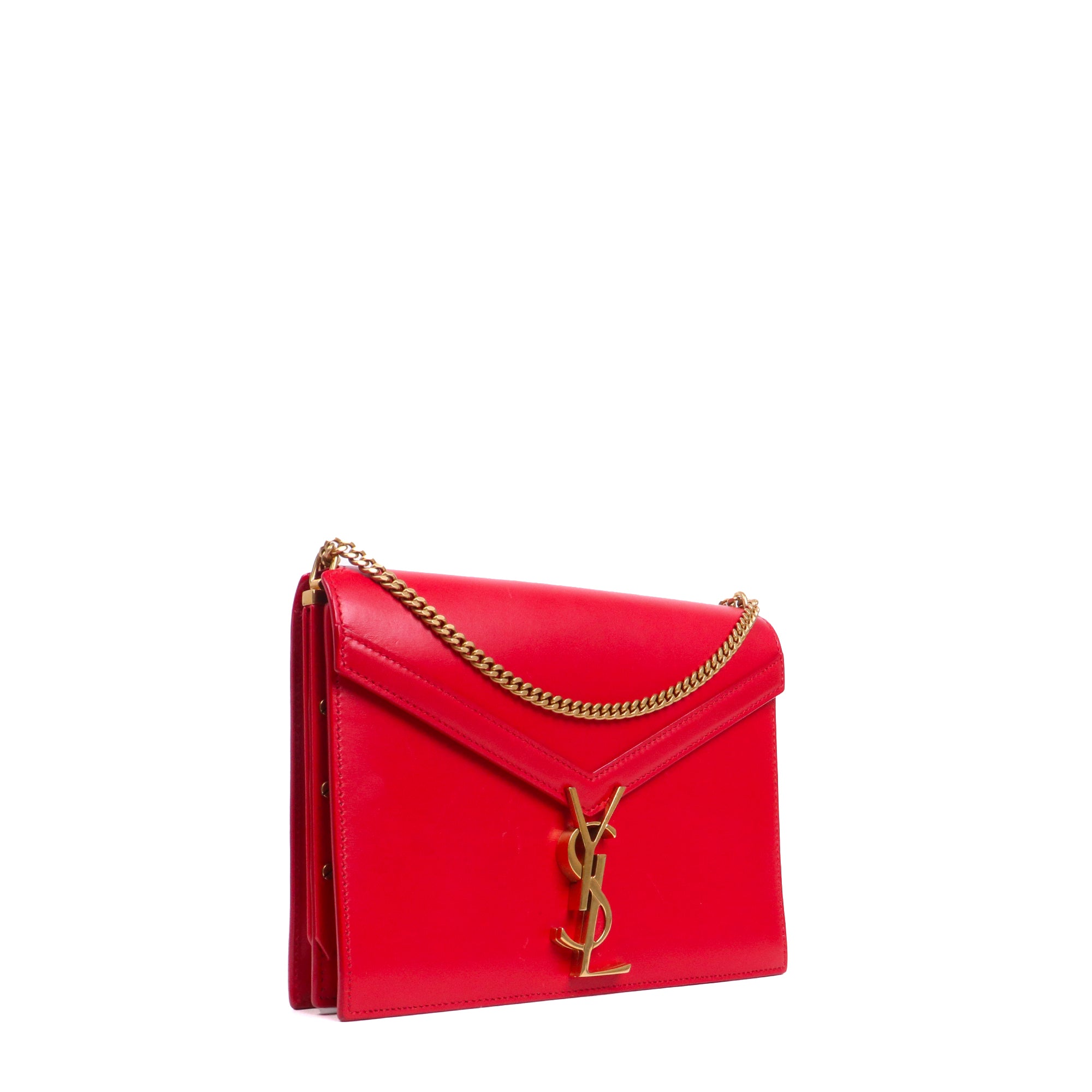 SAINT LAURENT - Sac à bandoulière Cassandre Saint Laurent en cuir rouge