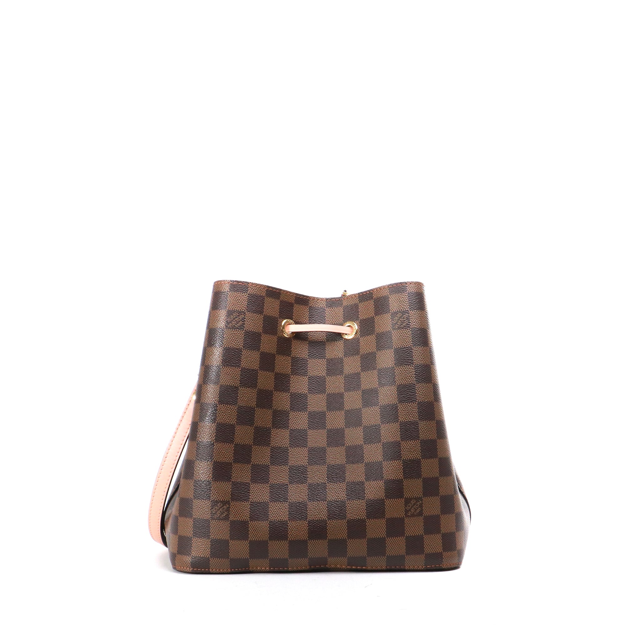 LOUIS VUITTON - Louis Vuitton NéoNoé shoulder bag in ebony damier coated canvas and Powder Pink leather