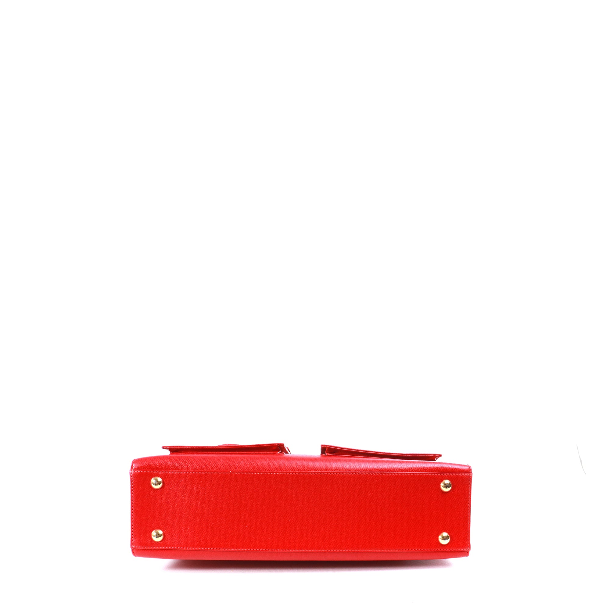 SAINT LAURENT - Sac cabas plat Yves Saint Laurent vintage en cuir grainé rouge