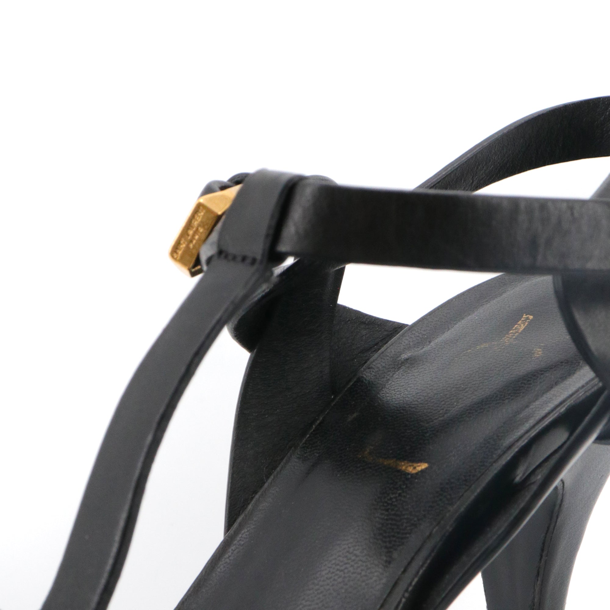 SAINT LAURENT - Sandales à plateforme Tribute Saint Laurent en cuir noir (T36.5)