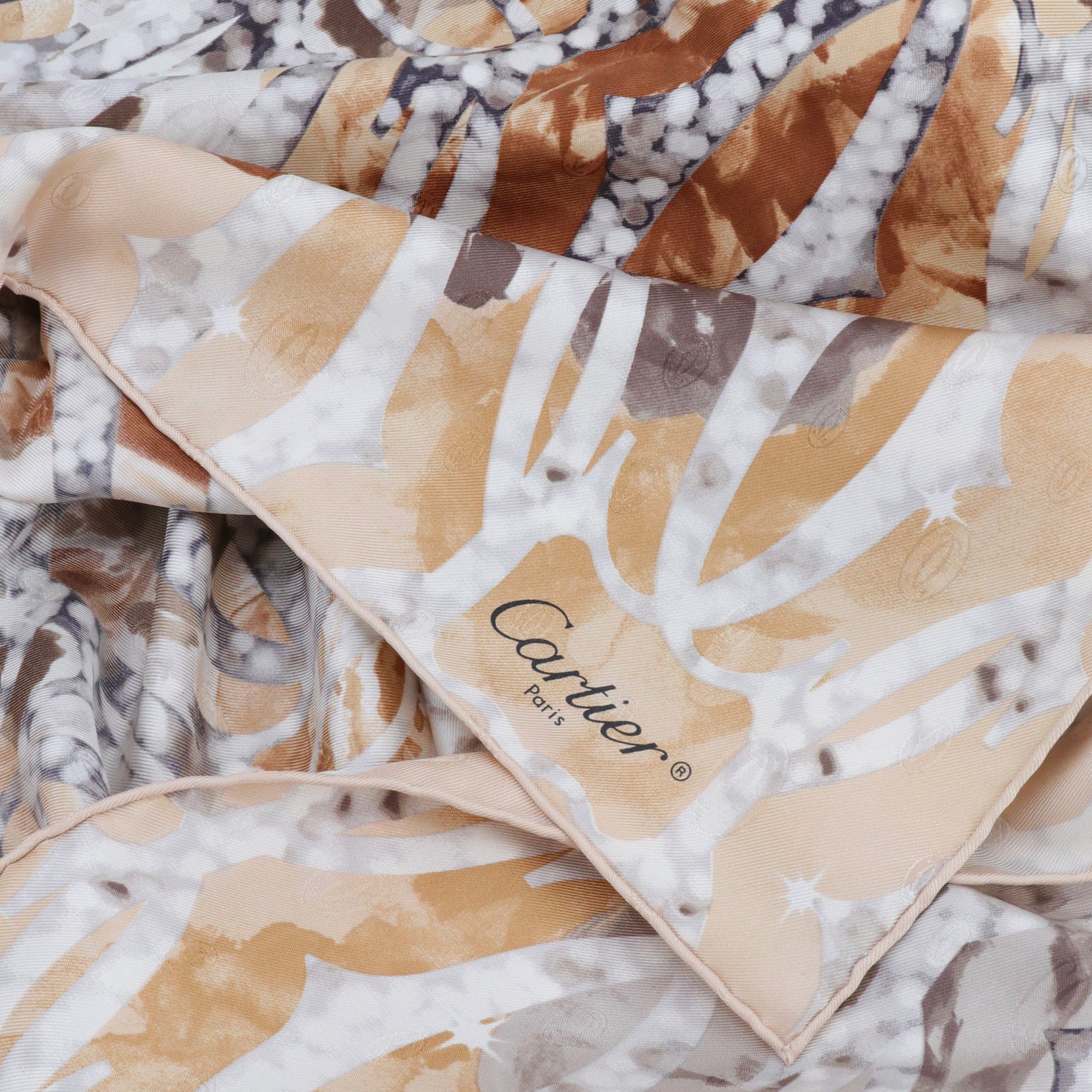 CARTIER - Cartier 90 scarf in gold silk
