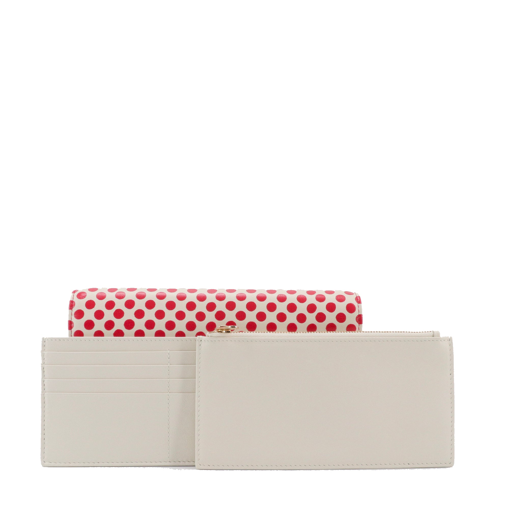 DIOR - Wallet On Chain Dioramour Dior en cuir à pois rouge et blanc