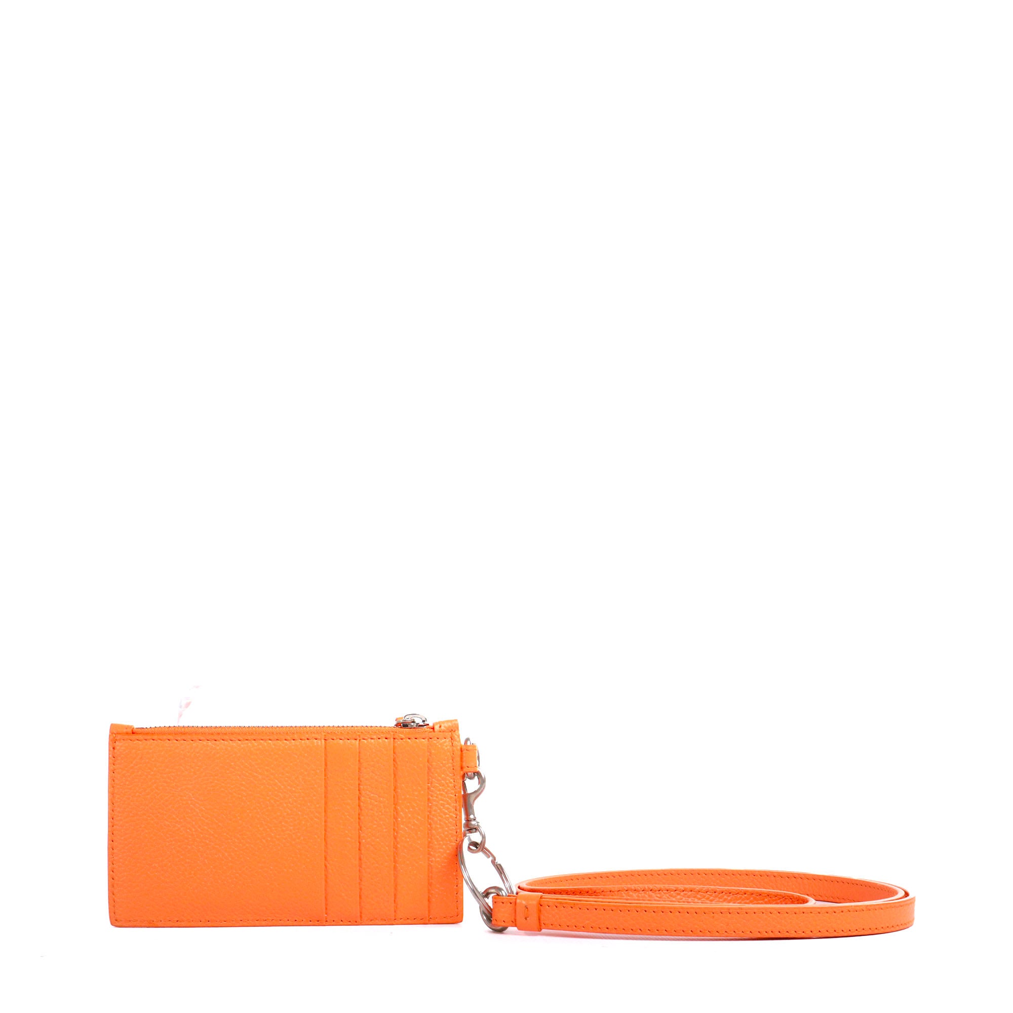 BALENCIAGA - Balenciaga coin purse in orange grained leather