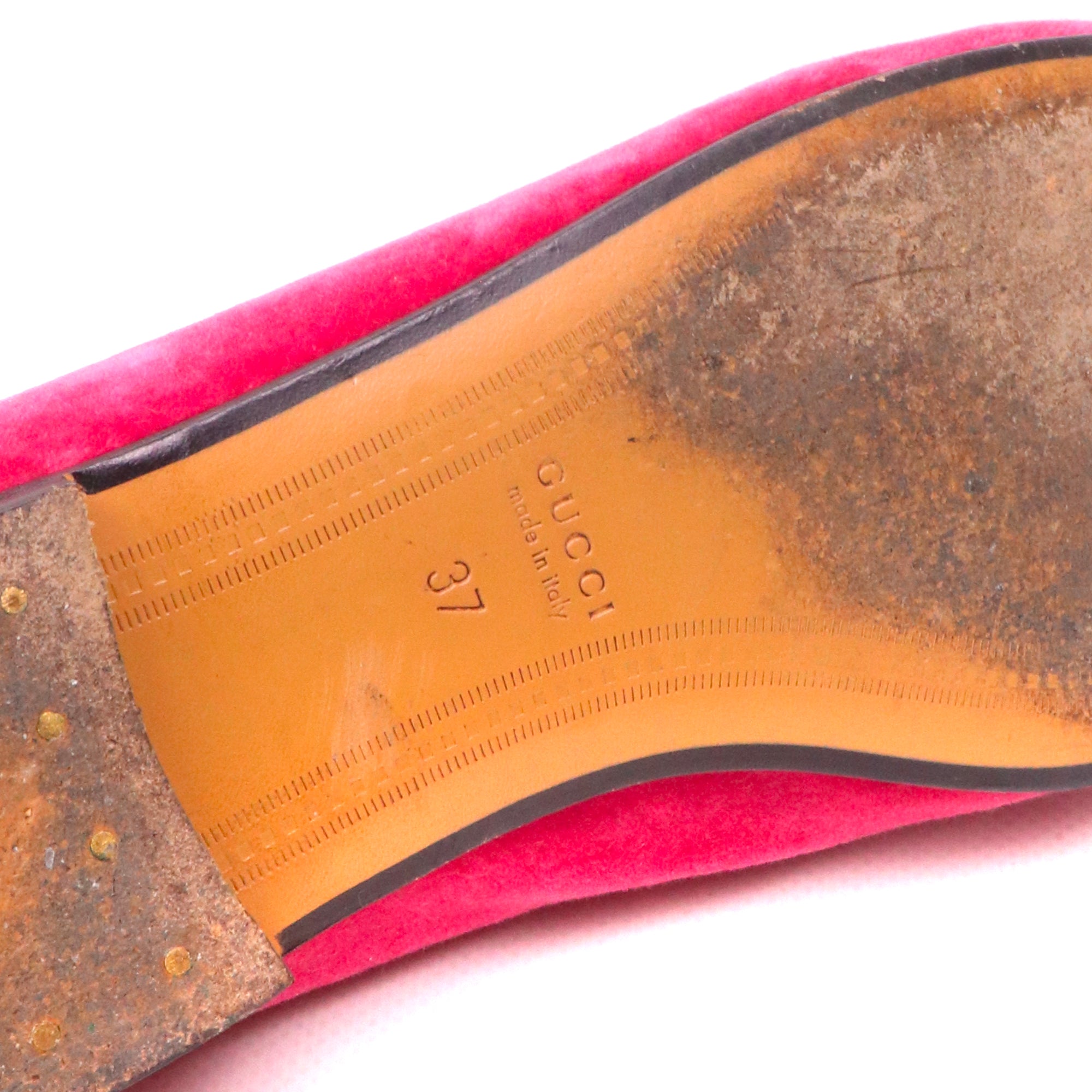 GUCCI - Mocassins Jordaan Gucci en velours fuchsia (T37)