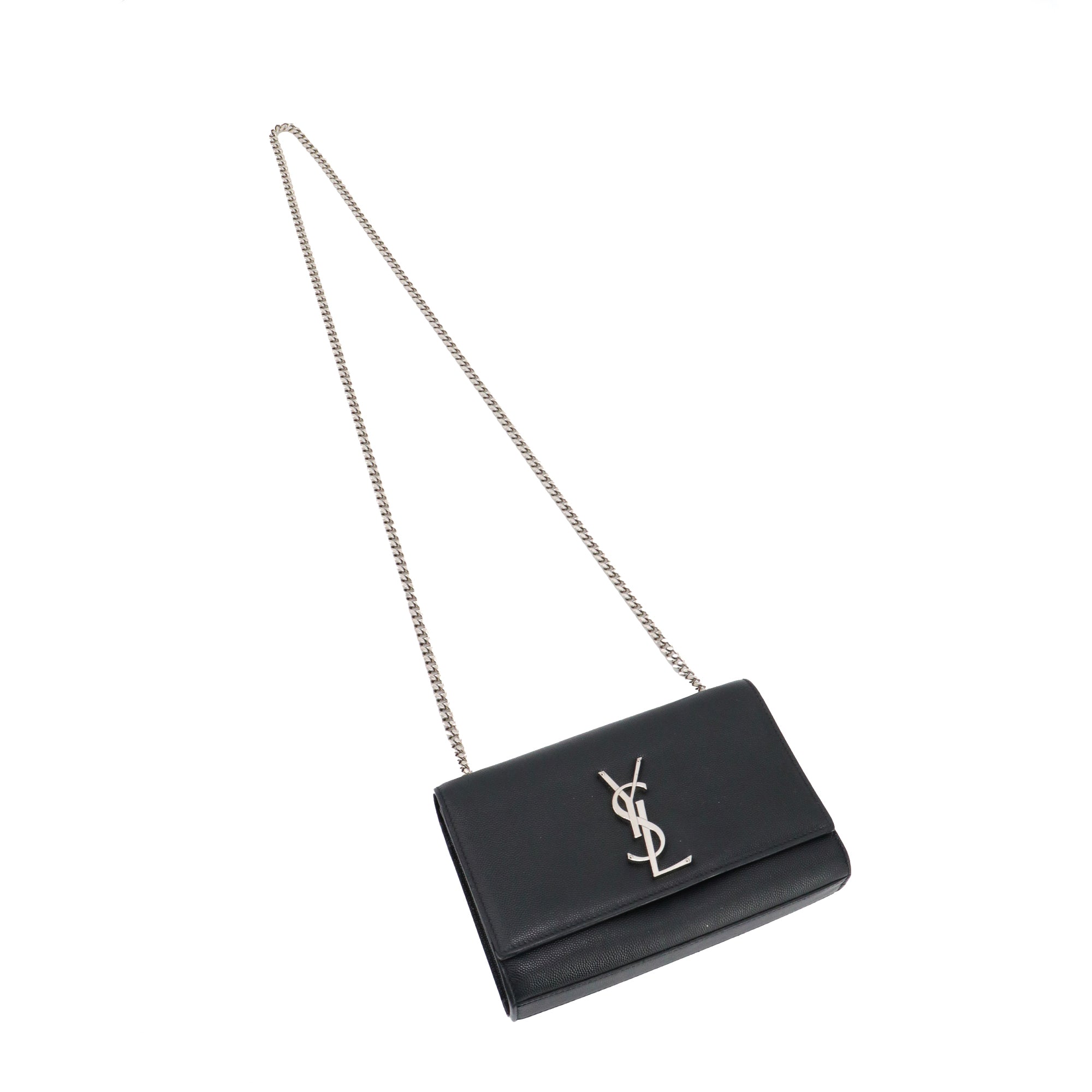 SAINT LAURENT - Sac à bandoulière Kate Small Saint Laurent en cuir grainé noir