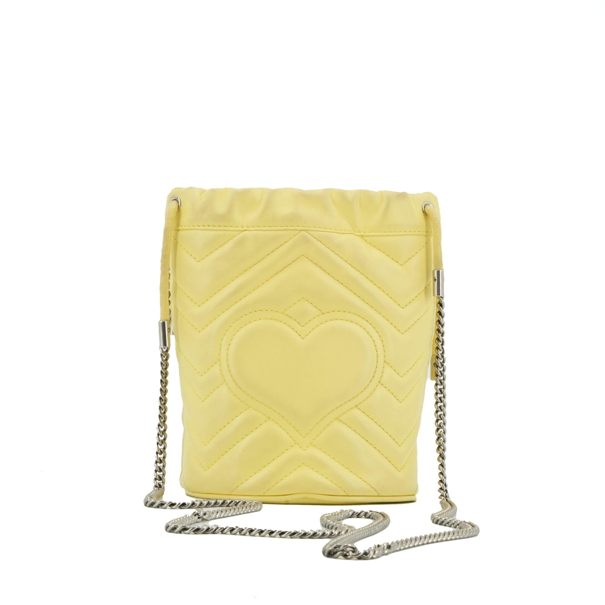 GUCCI - Sac à bandoulière Seau GG Marmont Gucci matelassé en cuir jaune pastel