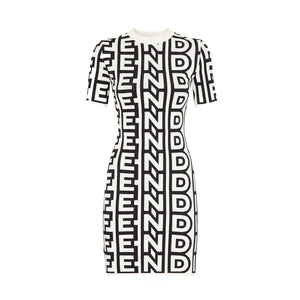 FENDI - Fendi x Marc Jacobs short-sleeved dress in black and white polyamide (T42)