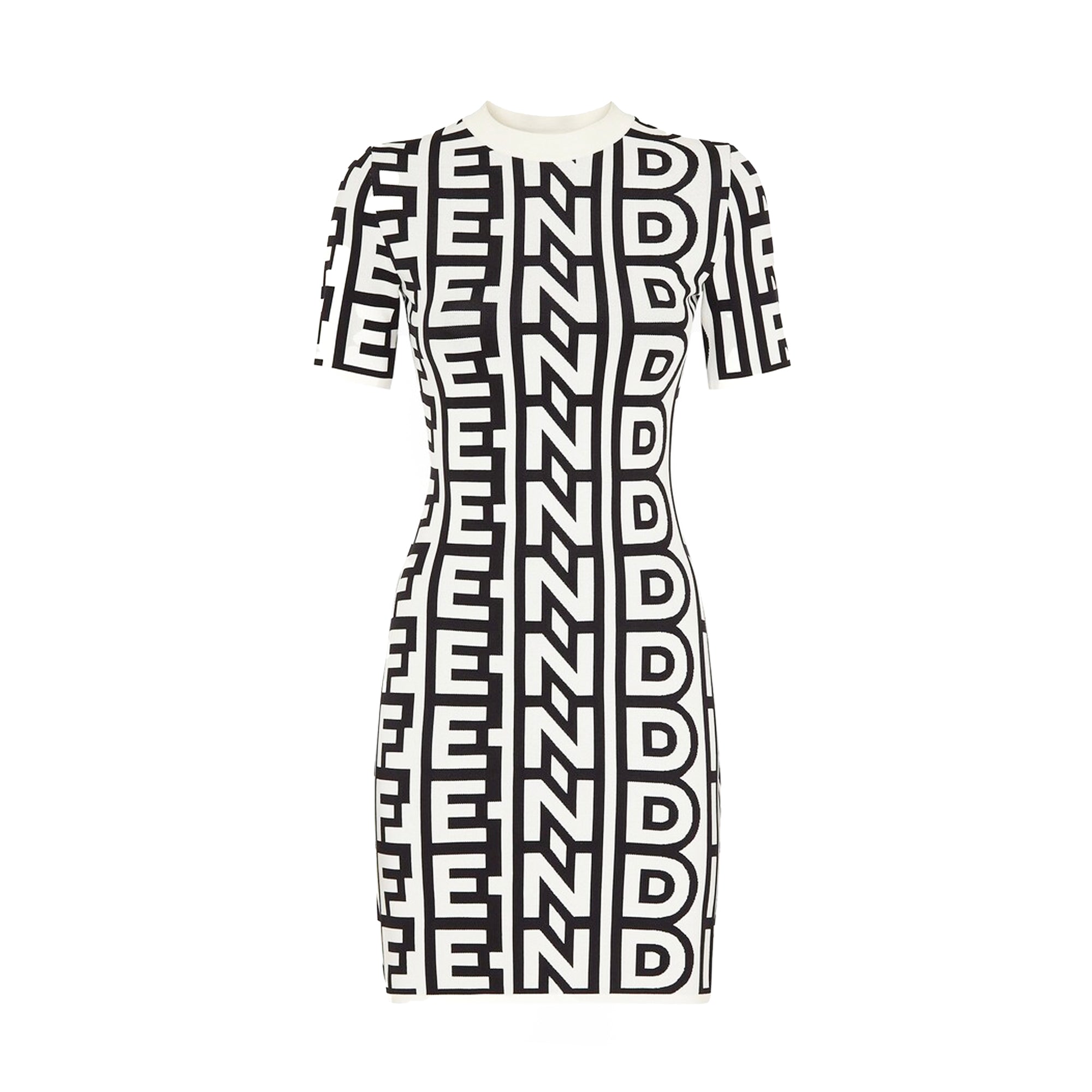 FENDI - Robe à manches courtes Fendi x Marc Jacobs en polyamide noire et blanche (T42)