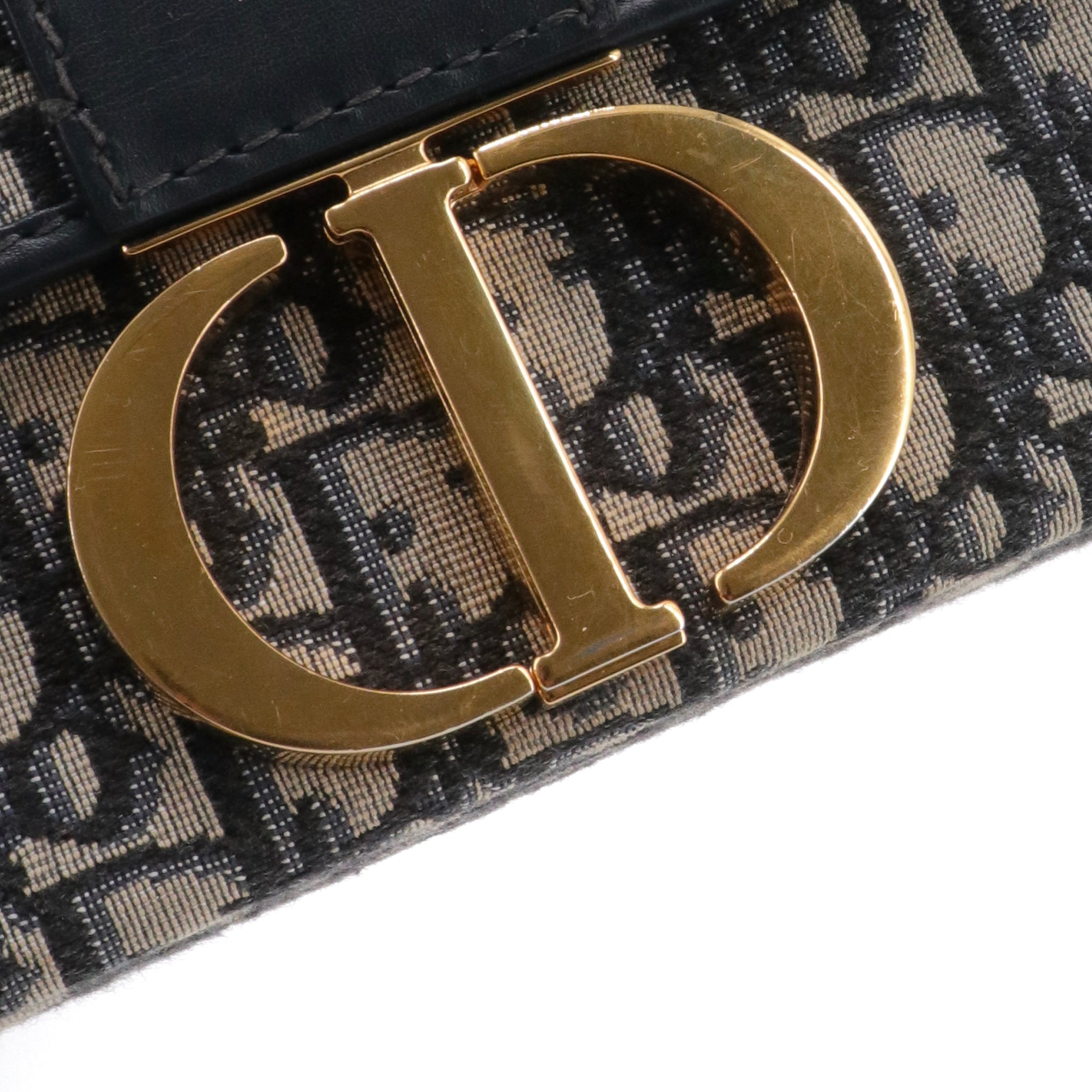 DIOR - Sac à bandoulière 30 Montaigne Box Dior en toile et cuir bleu marine