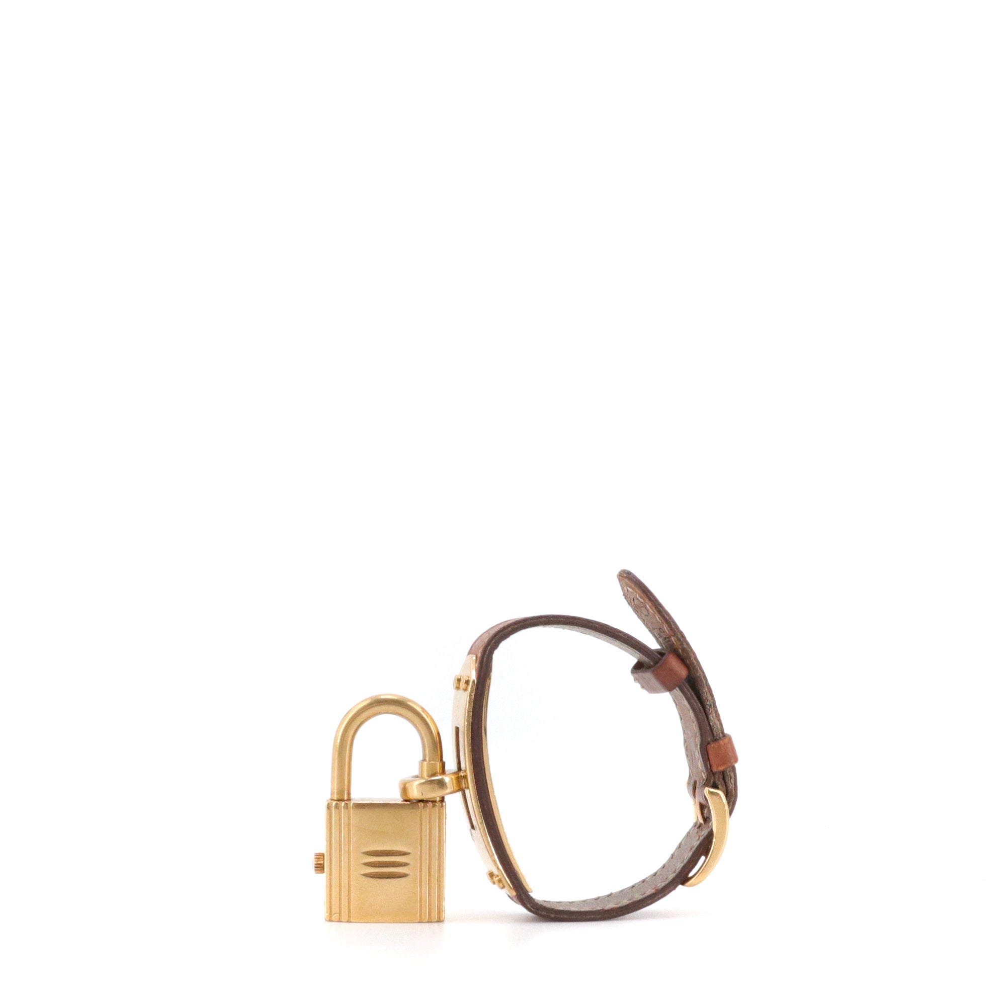 HERMÈS - Montre Kelly Hermès en cuir gold