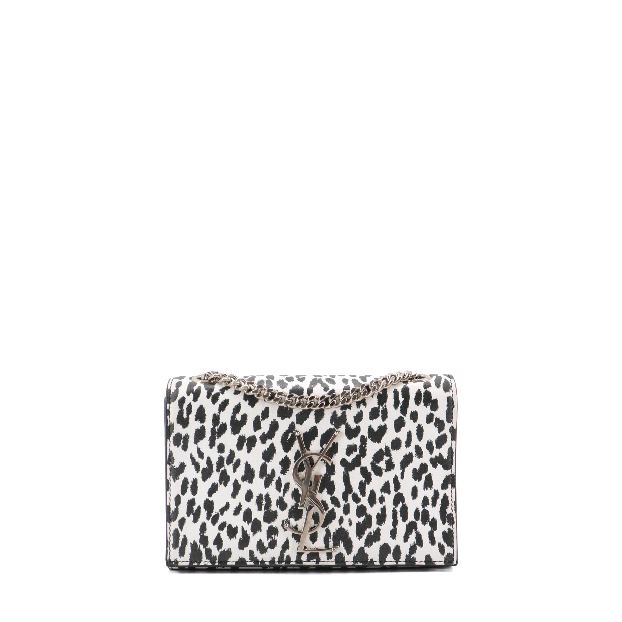 SAINT LAURENT - Sac à bandoulière Kate mini Saint Laurent en cuir noir et blanc