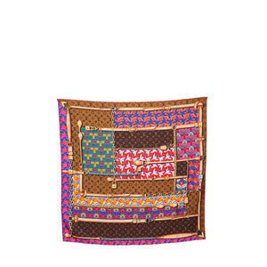 LOUIS VUITTON - Carré 90 Cadenas Louis Vuitton en soie multicolore