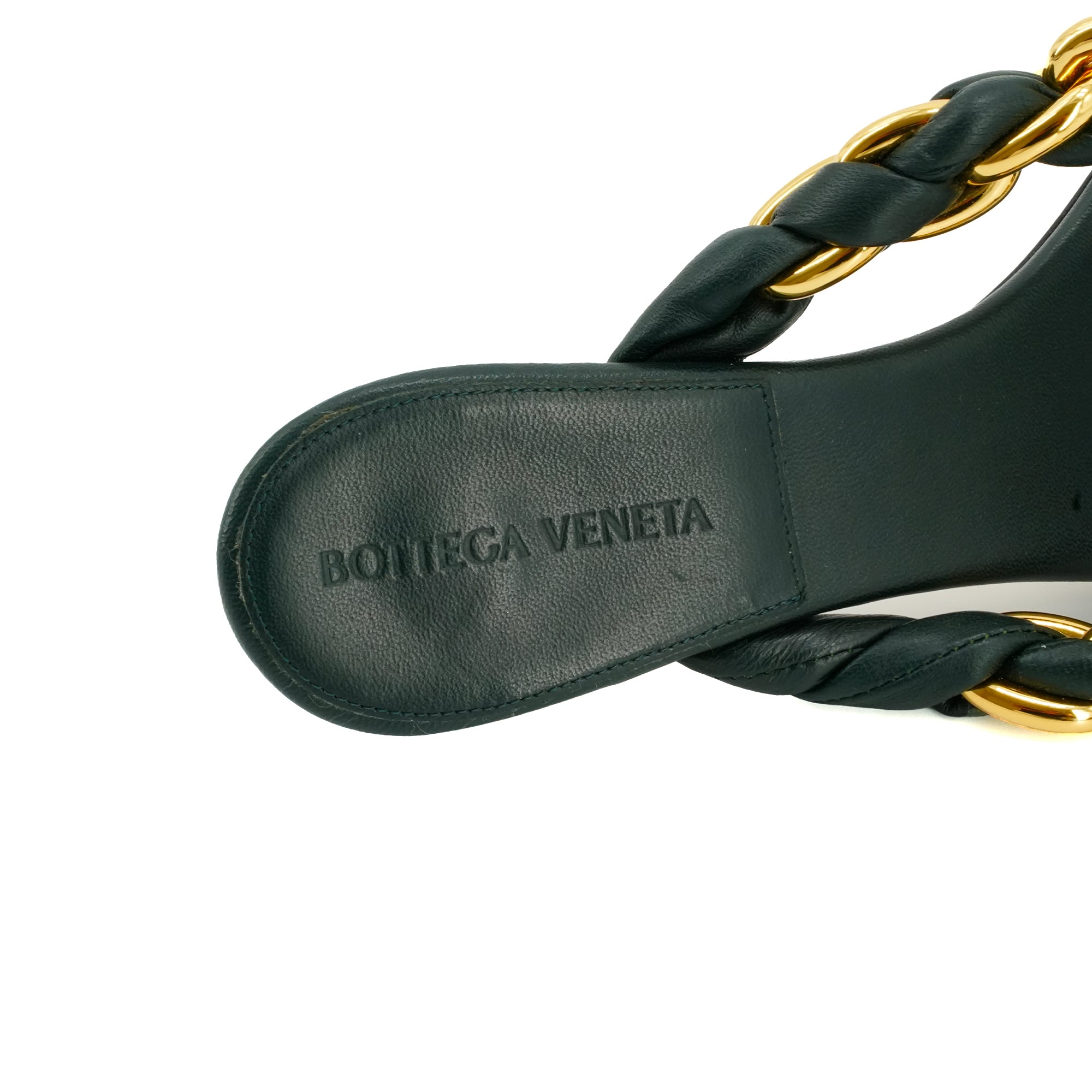 BOTTEGA VENETA - Bottega Veneta heeled sandals in green leather (T36)