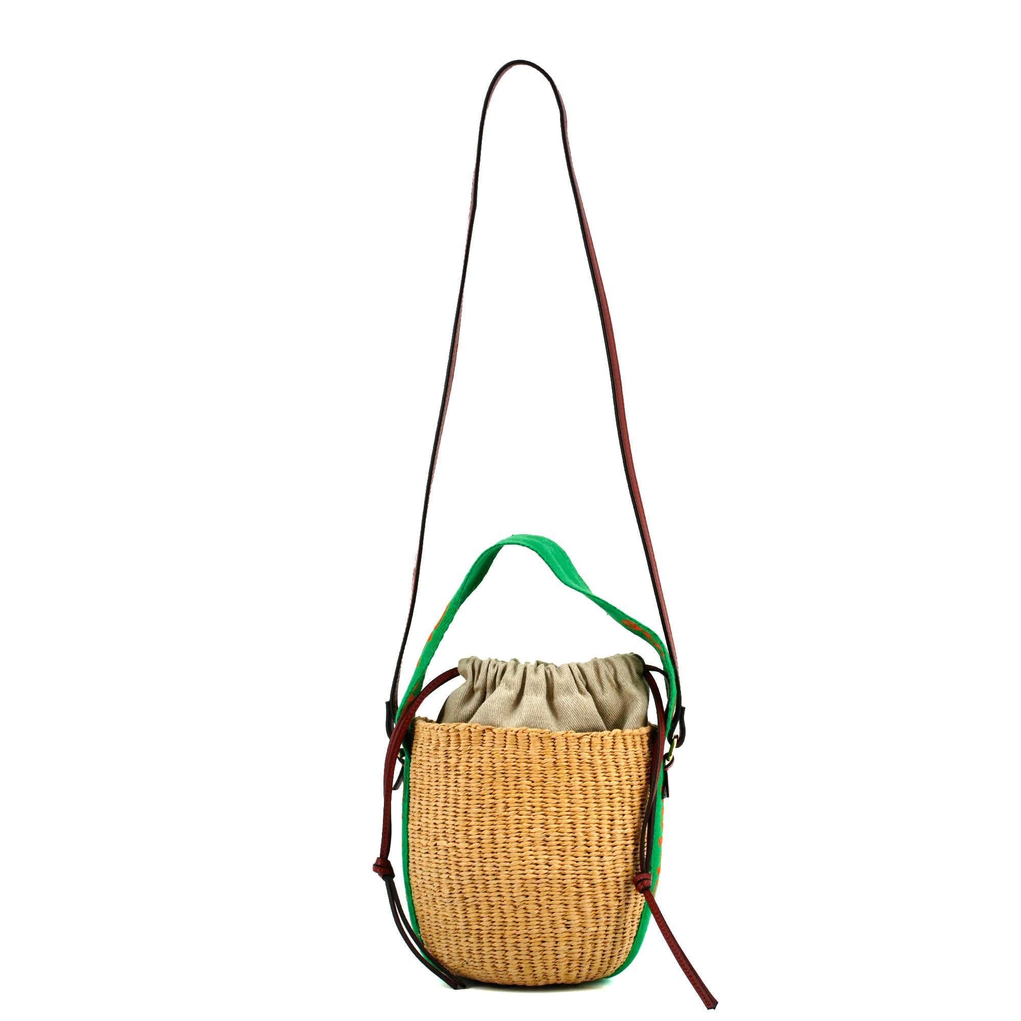 CHLOÉ - Panier à bandoulière Woody PM Chloé en paille naturelle beige