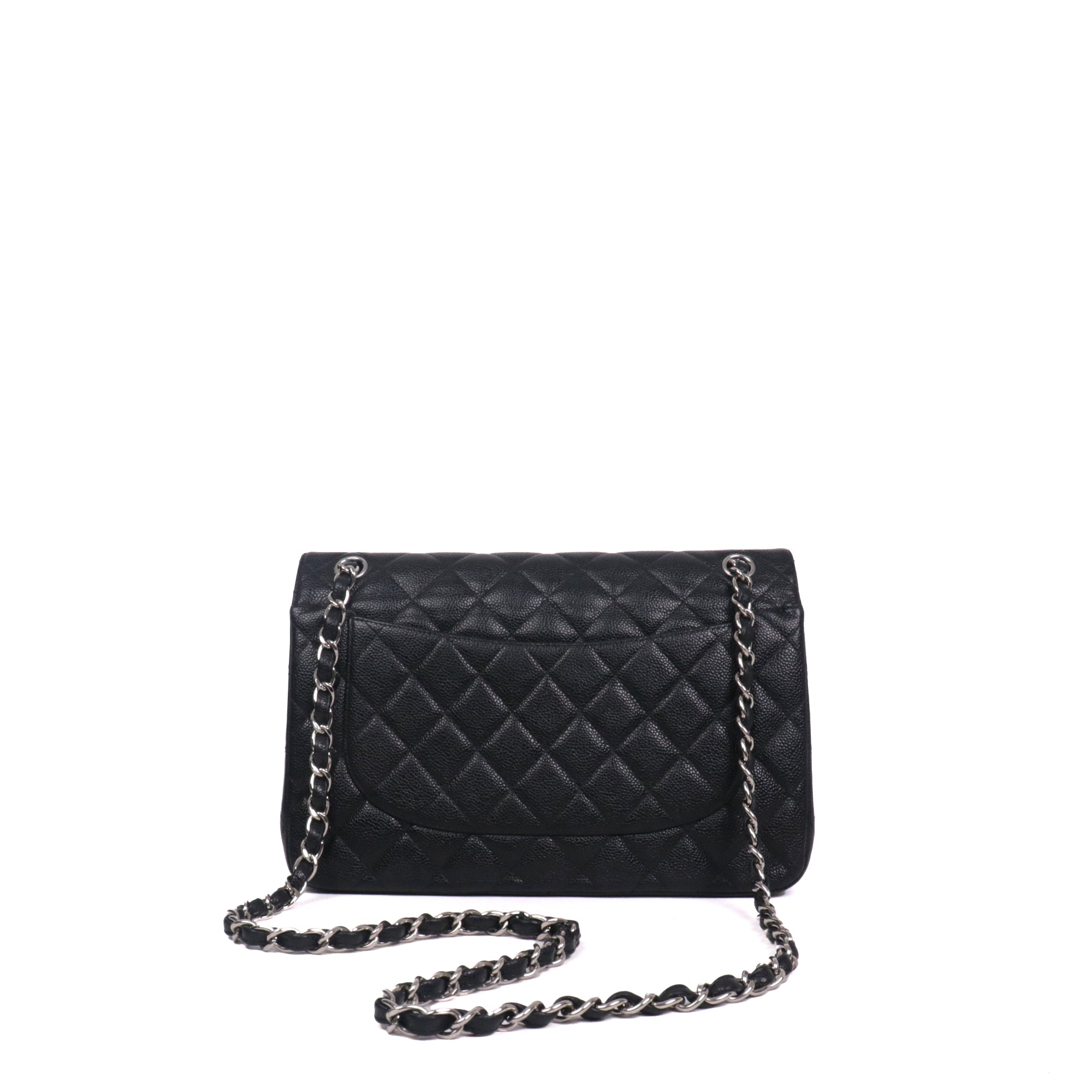 CHANEL - Sac à bandoulière Classique/Timeless Jumbo double flap en cuir caviar noir