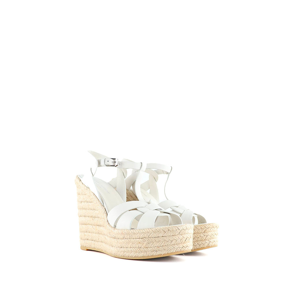 SAINT LAURENT - Sandales compensées Tribute en cuir (T39)