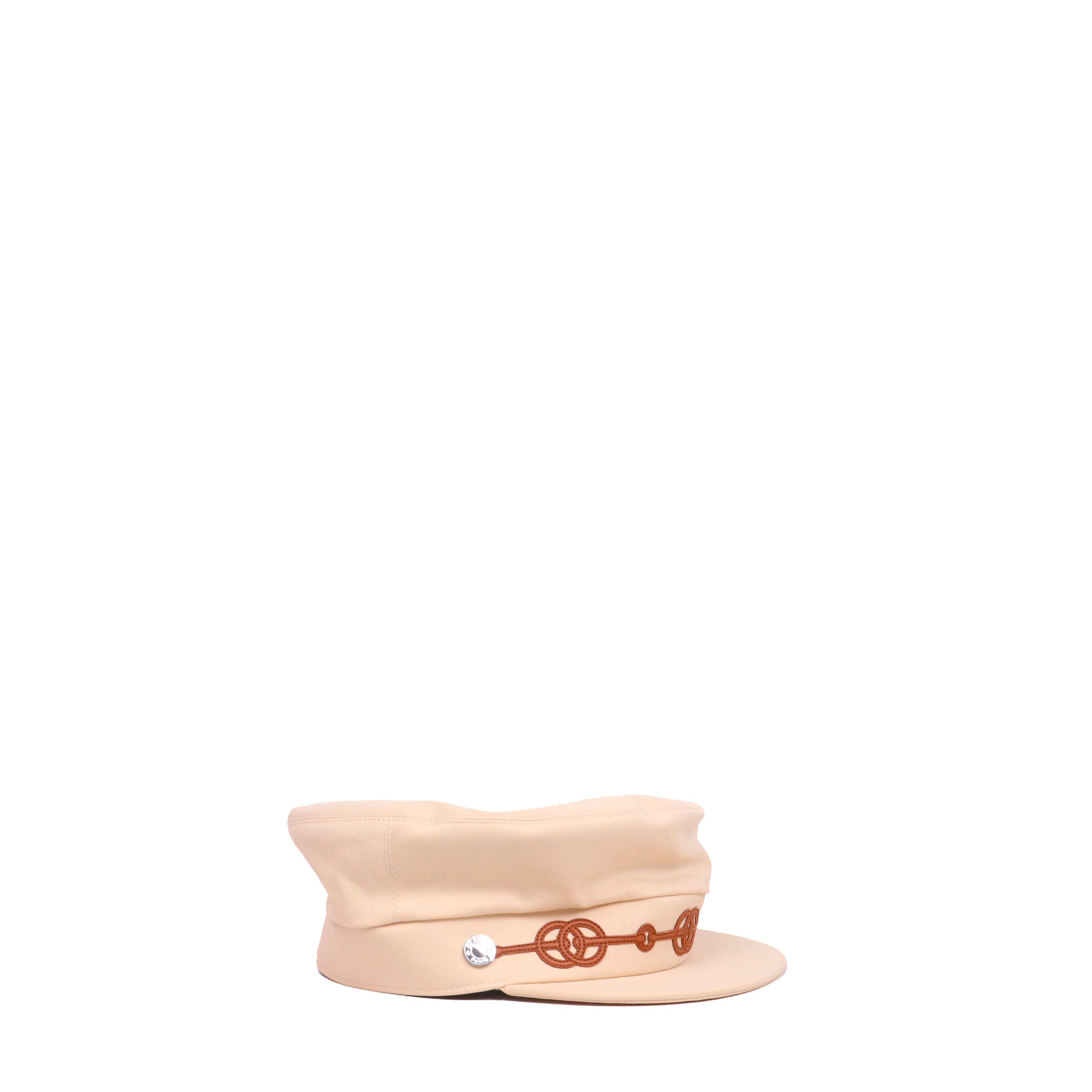 Hermes Cabourg Cliquetis newsboy cap beige HERMÈS - Hermès Cabourg Cliquetis cap in creamy white cotton  main image 3