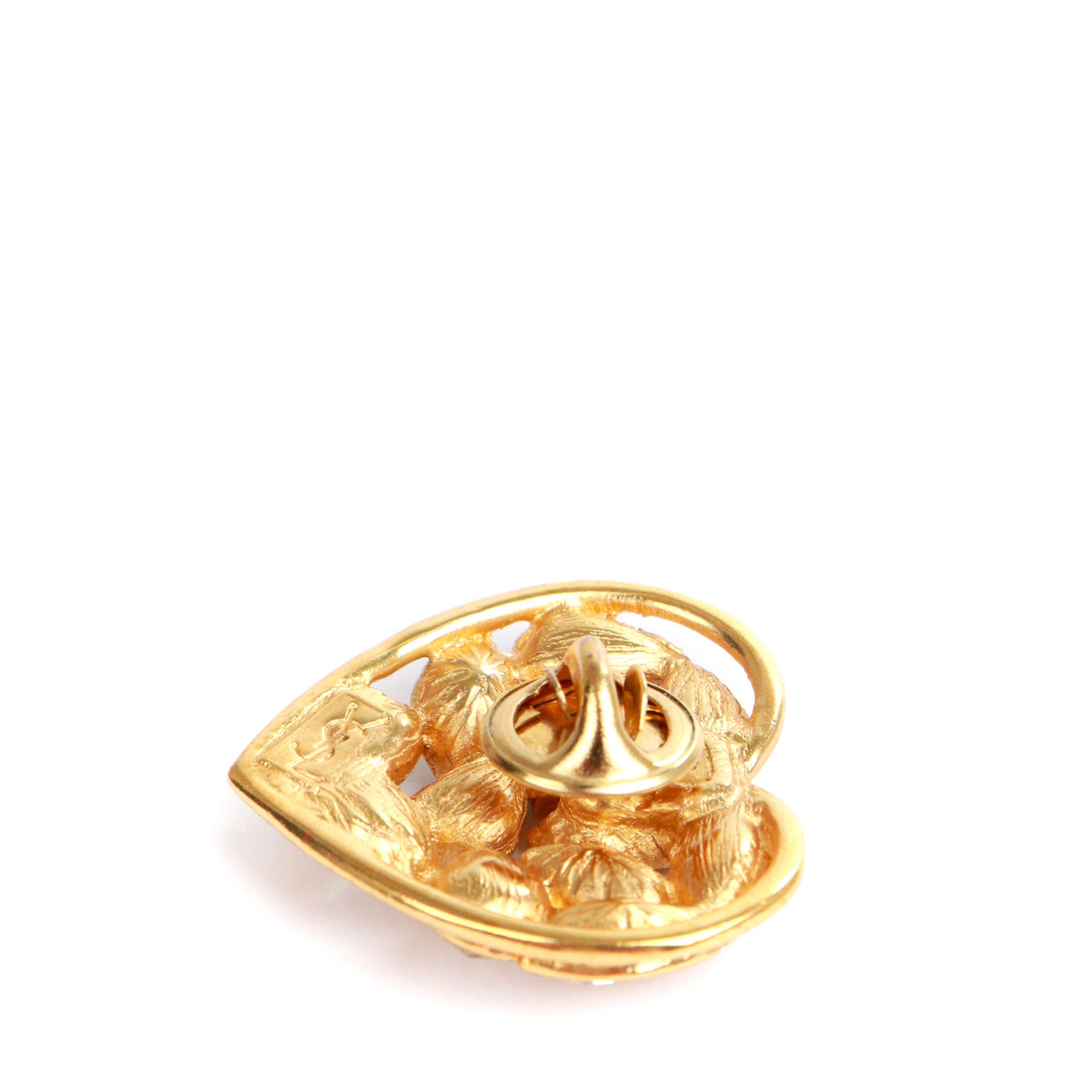 SAINT LAURENT - Broche Coeur à strass Yves Saint Laurent vintage