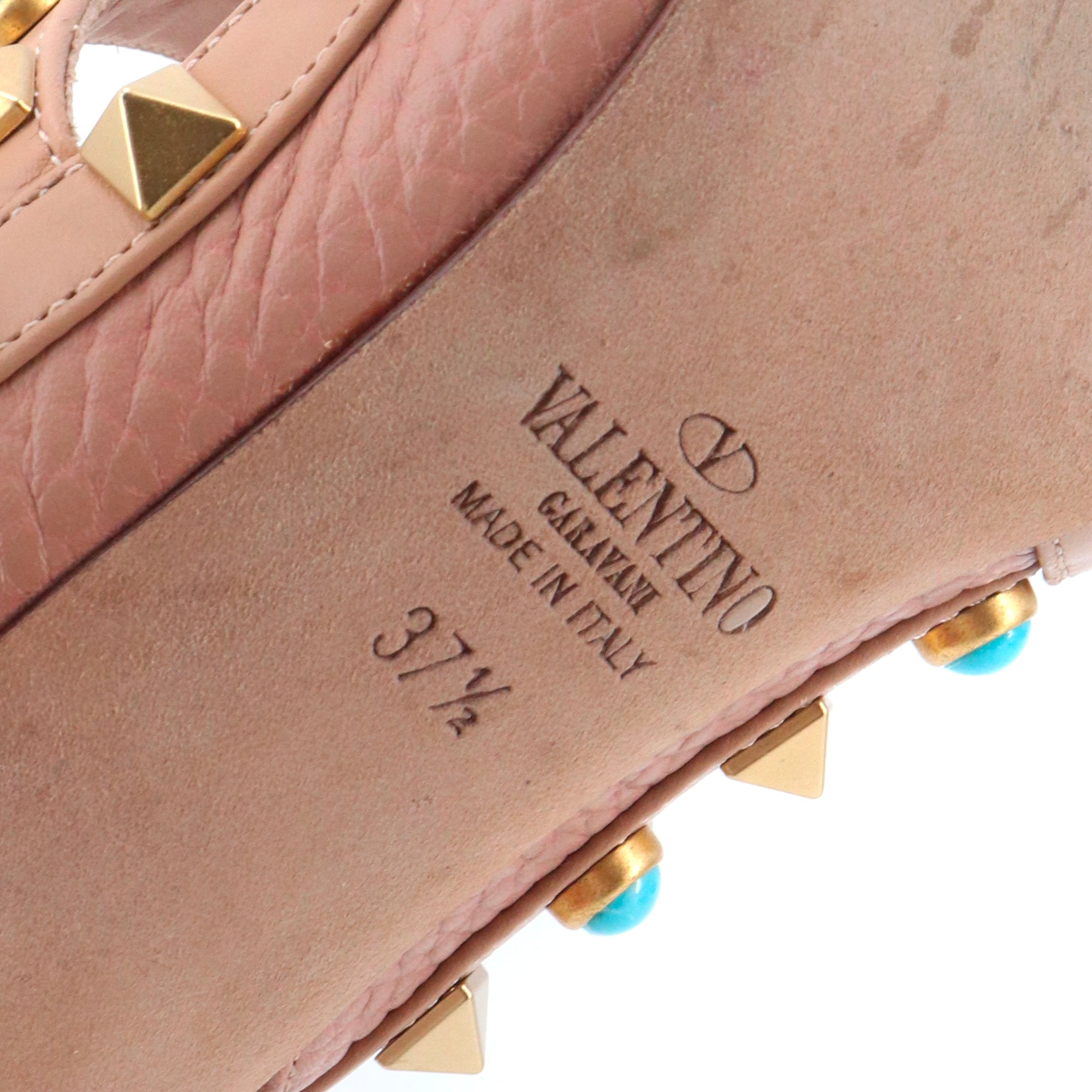VALENTINO - Escarpins Rockstud Valentino en cuir grainé rose nude