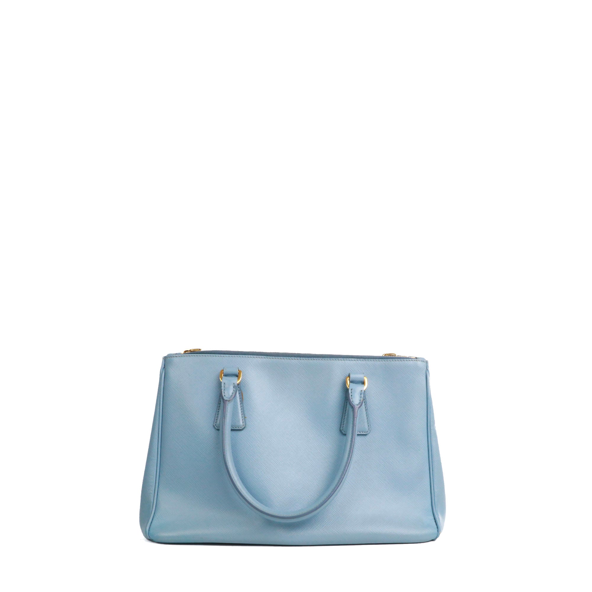 PRADA - Sac à main Galleria Prada en cuir grainé bleu
