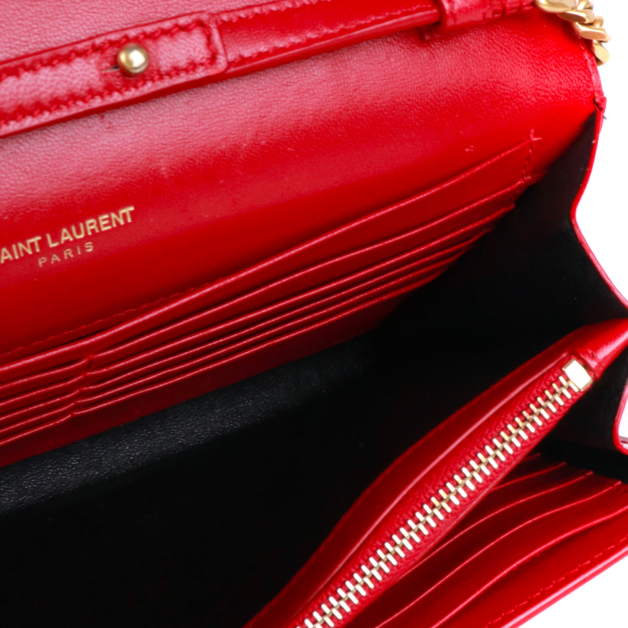 SAINT LAURENT - Sac à bandoulière Kate medium Saint Laurent cuir verni rouge
