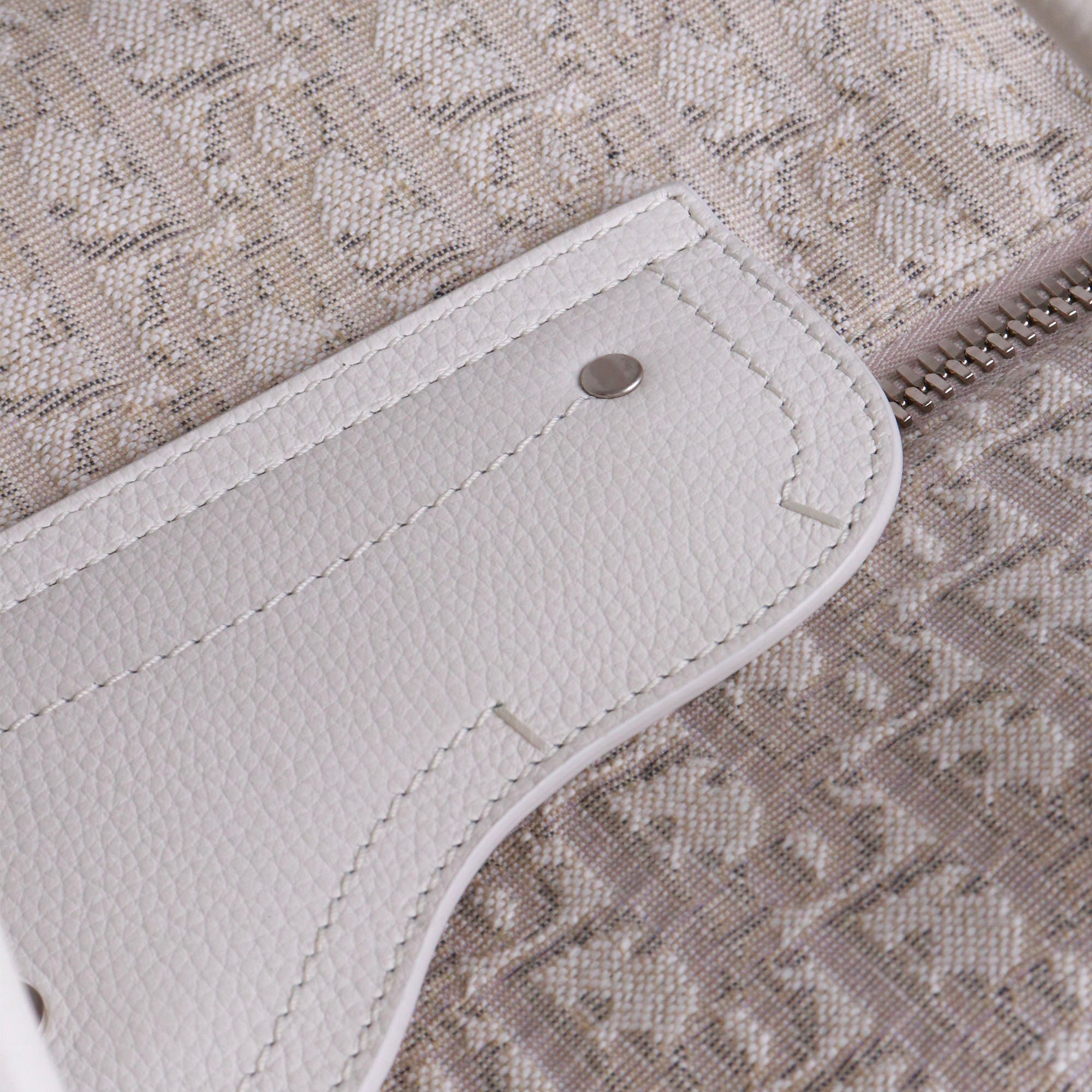 DIOR - Sac de voyage Dior en toile oblique et cuir blanc cassé