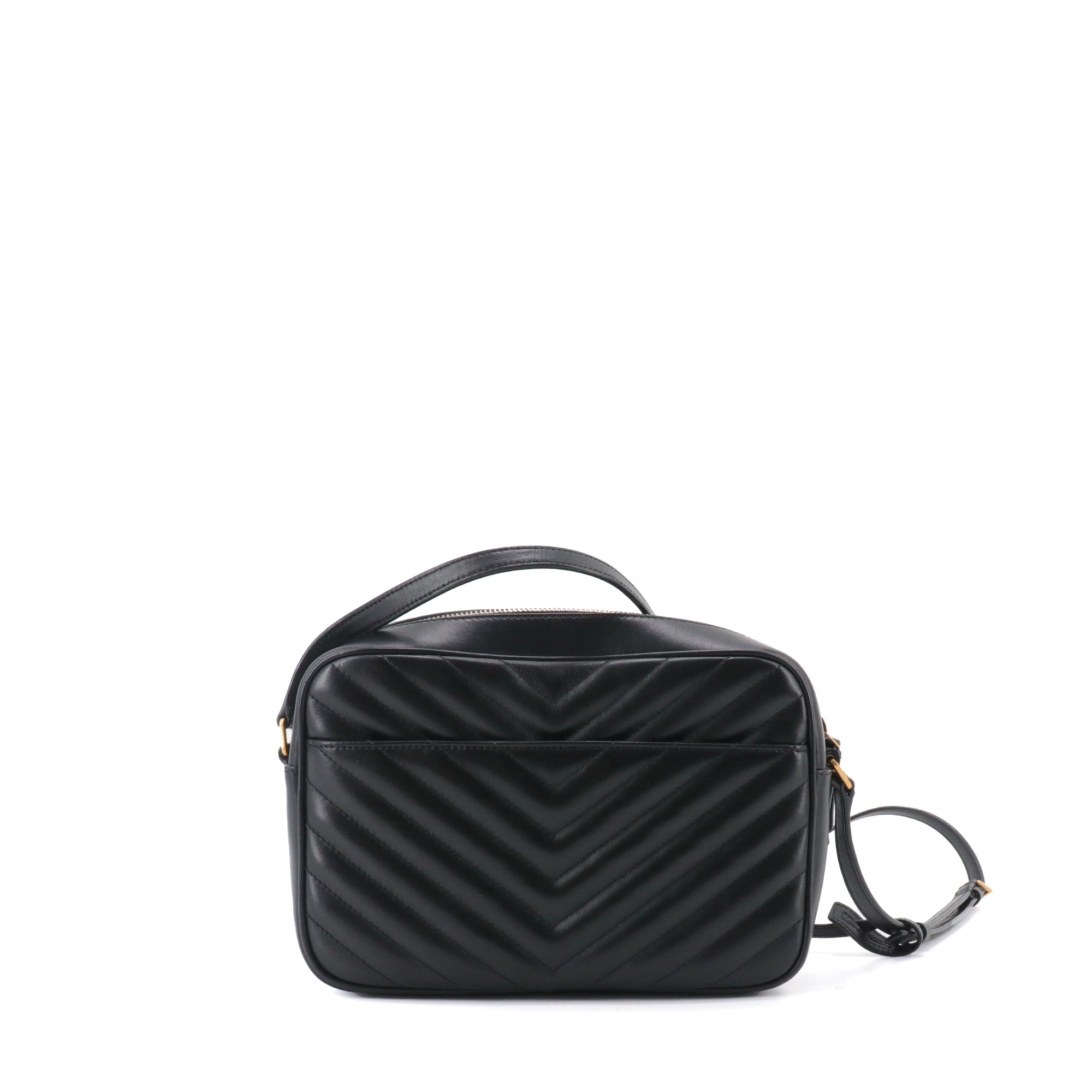 SAINT LAURENT - Sac à bandoulière Lou Saint Laurent en cuir chevron noir