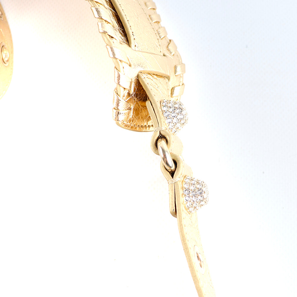 BALENCIAGA - Cagole XS rhinestone shoulder bag in gold leather