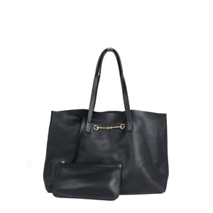 GUCCI - Sac cabas Mors Gucci en cuir lisse noir vintage