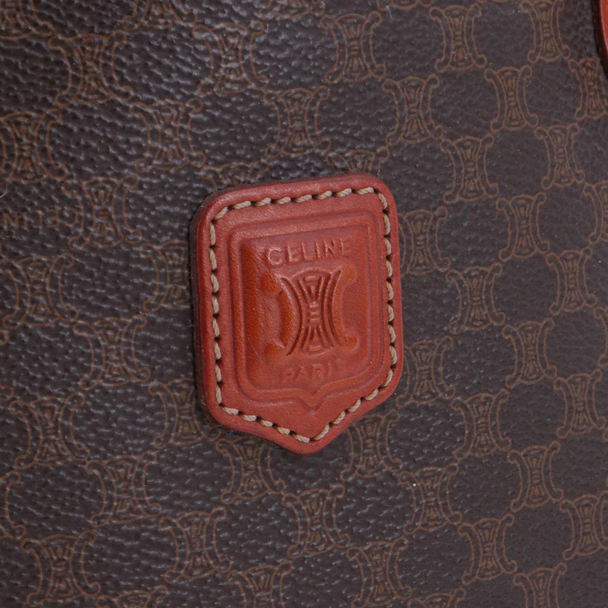 CELINE - Sac à main Seau Triomphe Celine en toile monogrammée marron