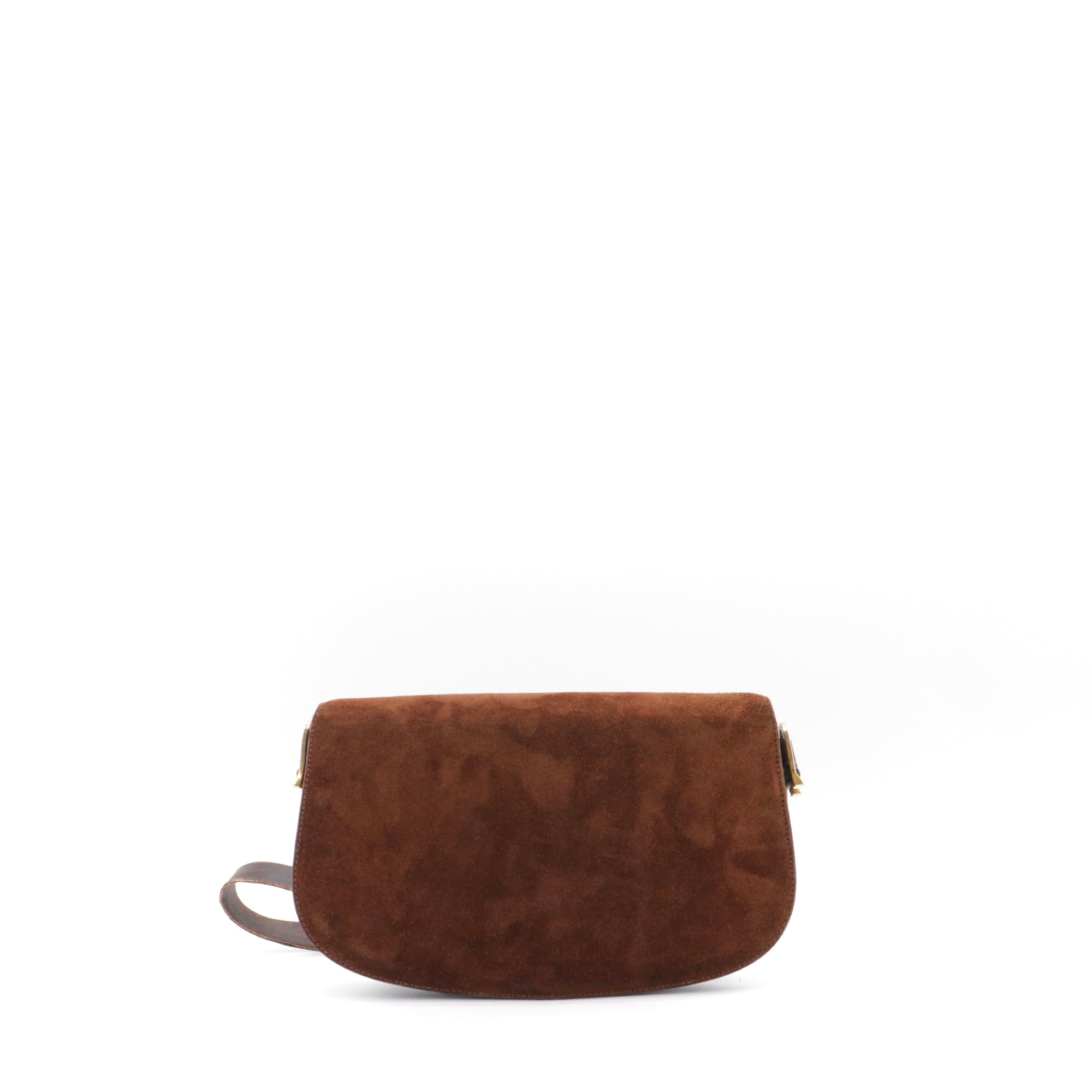 GUCCI - Sac à bandoulière Vintage Gucci en daim et cuir marron