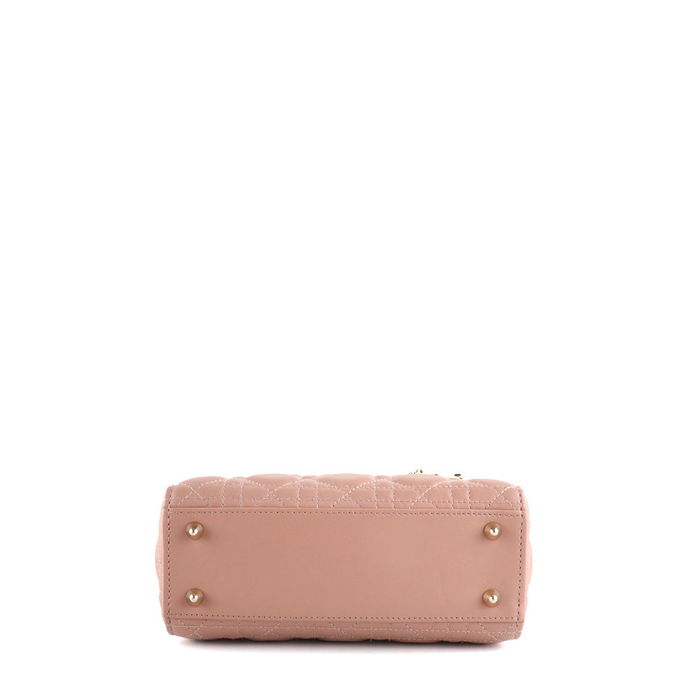 DIOR - Sac à bandoulière Lady Dior My ABCDior small en cuir rose nude