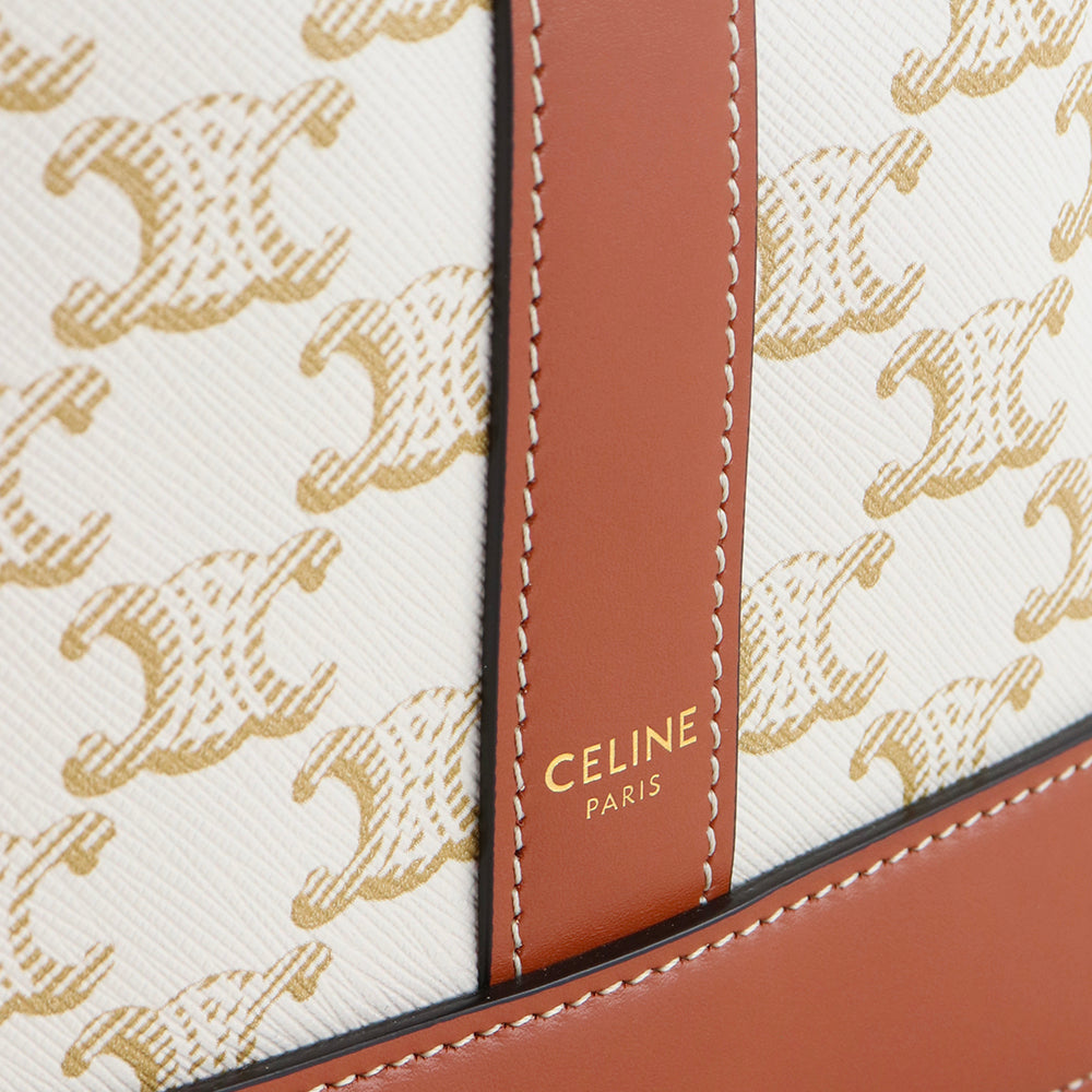 CELINE - Sac à bandoulière Sceau Petit Modèle en toile enduite Triomphe et cuir