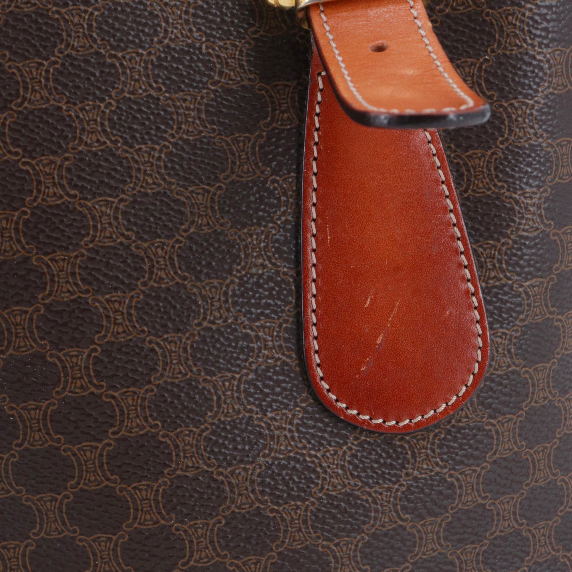 CELINE - Sac à main Seau Triomphe PM Celine en toile monogrammée marron