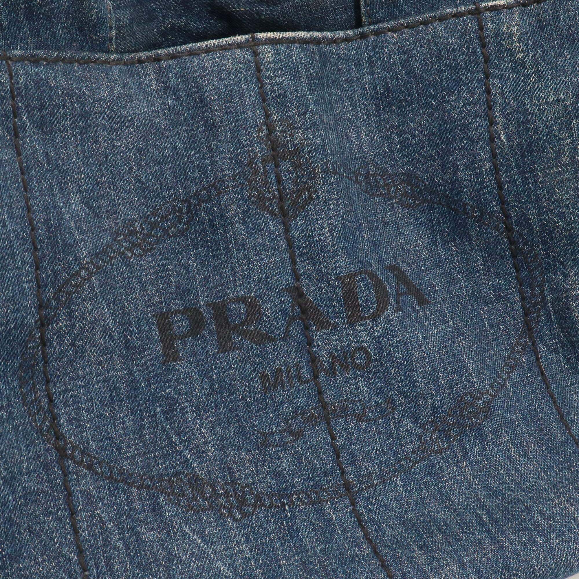 PRADA - Sac à main Canapa GM Prada en denim bleu