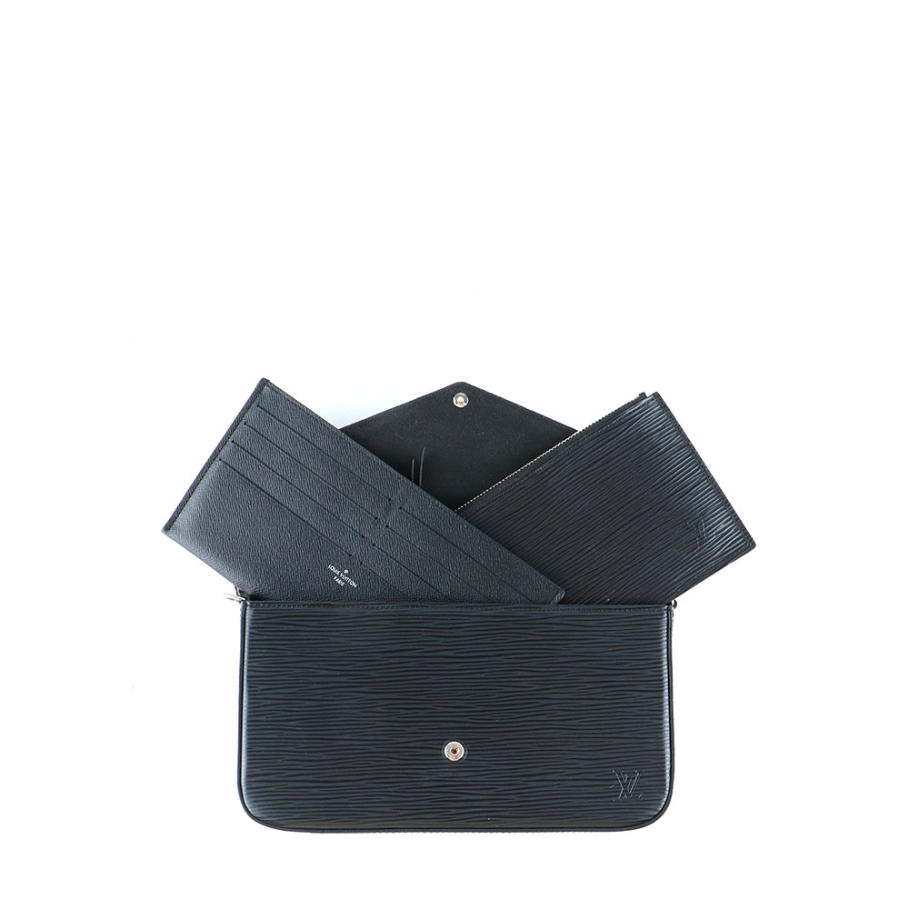 LOUIS VUITTON - Pochette Felicie en cuir épi noir