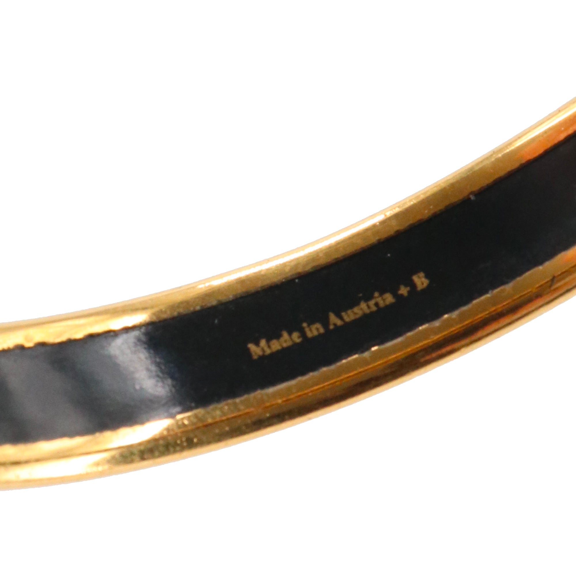 HERMÈS - Bracelet Jonc Hermès en métal doré et émail (T1)
