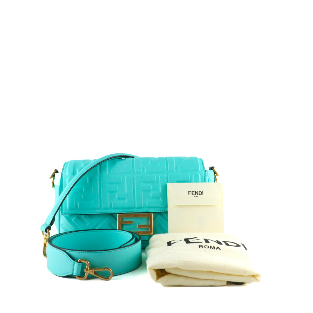 FENDI - Sac à bandoulière Baguette en cuir lisse turquoise